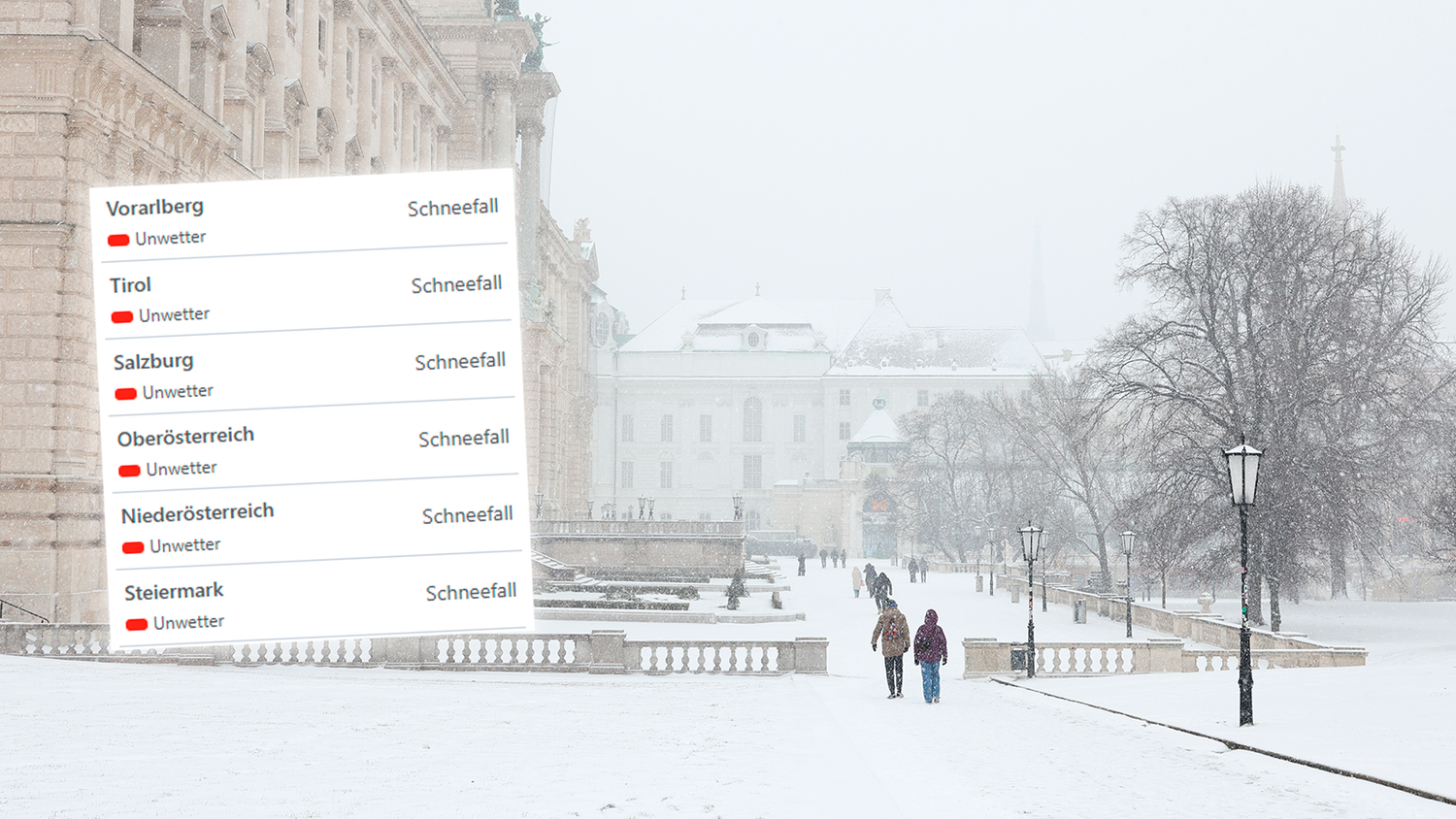 Heute.at - Rote Schneewarnung in 6 Bundesländern ausgerufen