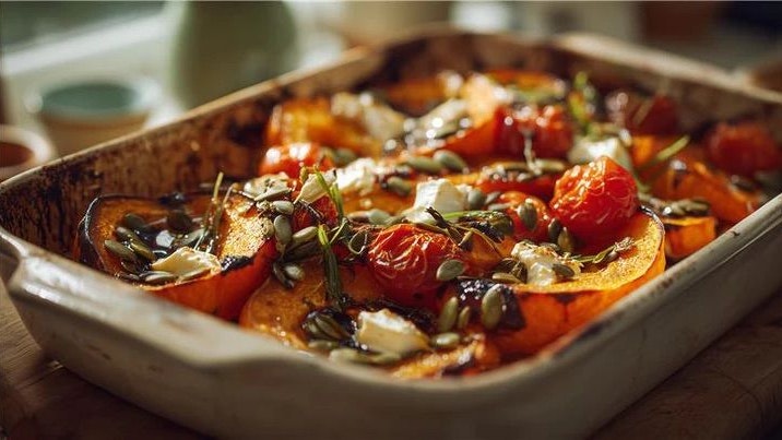 Heute.at - Kürbis aus dem Ofen mit Peperoni, Walnüssen & Parmesan