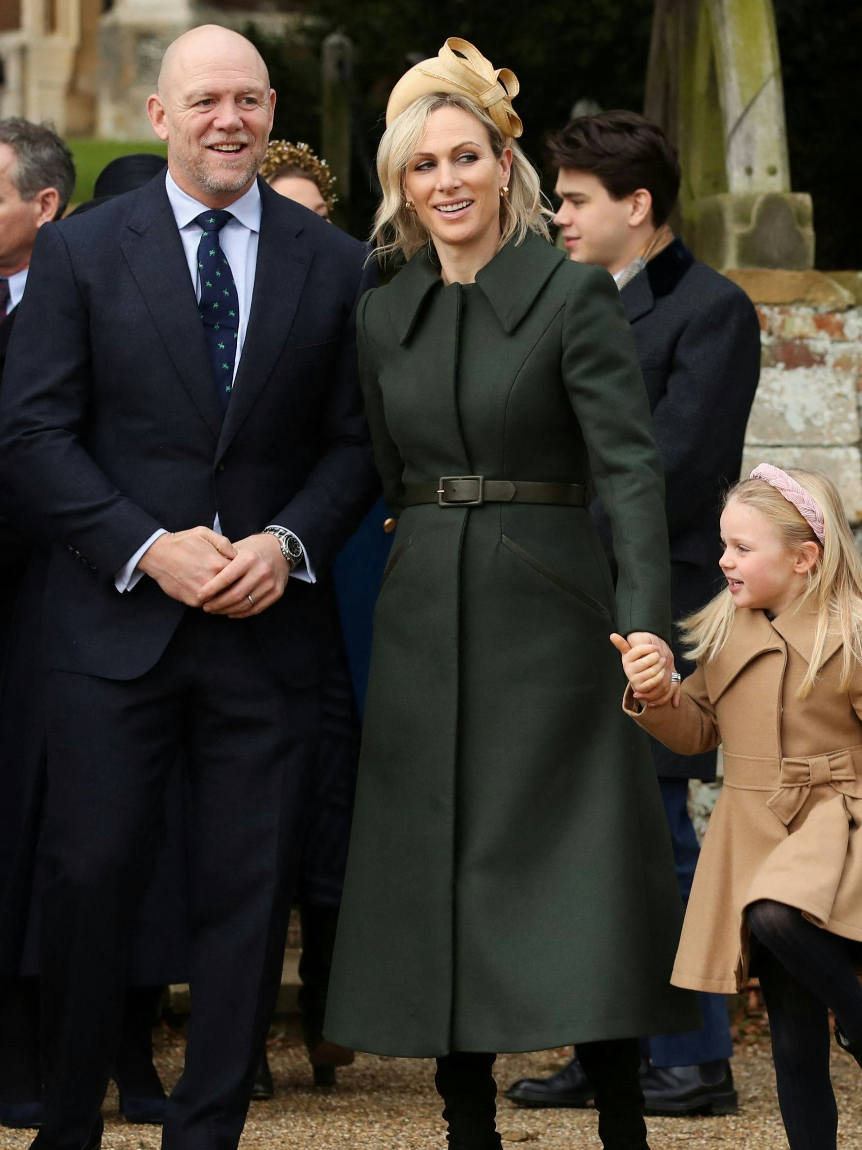 (v. l. n. r.): Mike Tindall, Zara Tindall und Lena Tindall