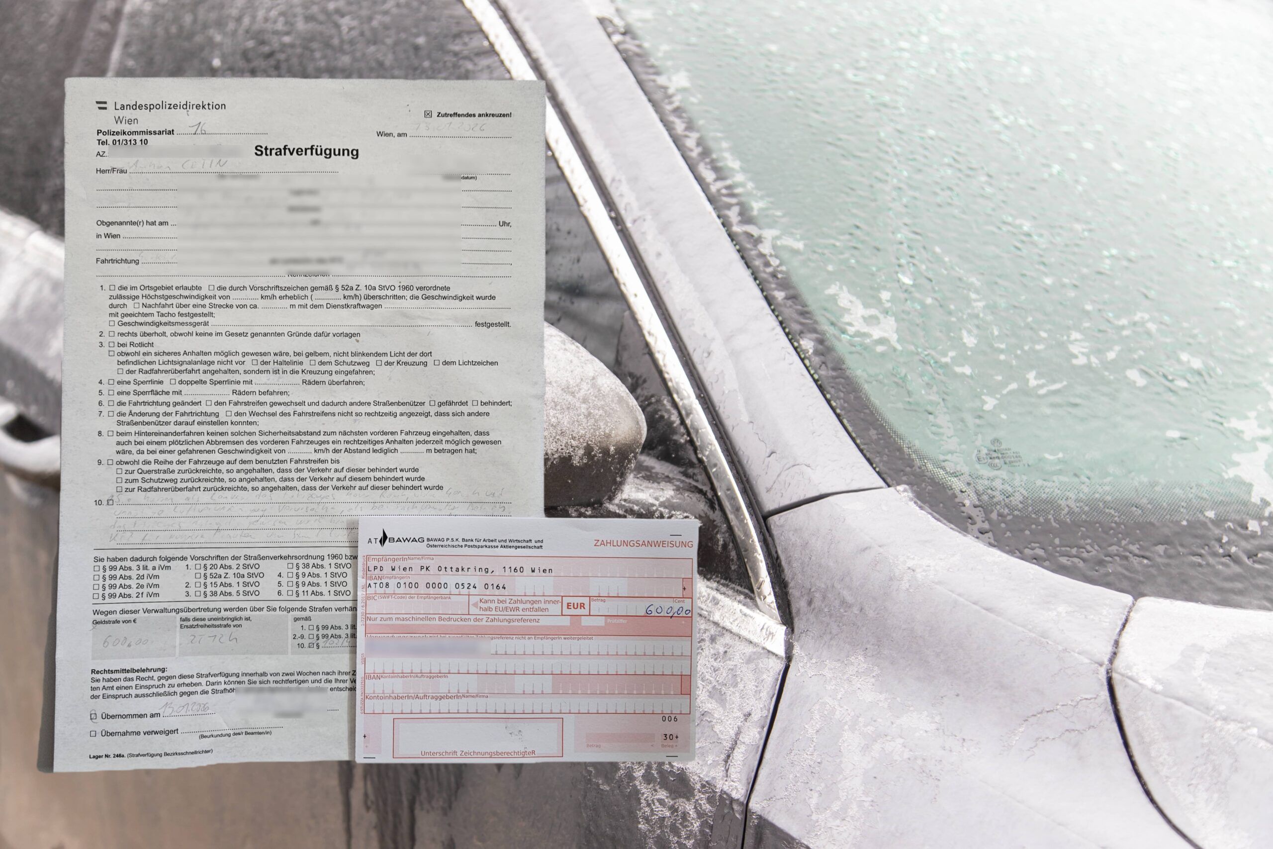 Horrende Strafe: Autolenker soll für laufenden Motor im Winter 600 Euro Strafe bezahlen.