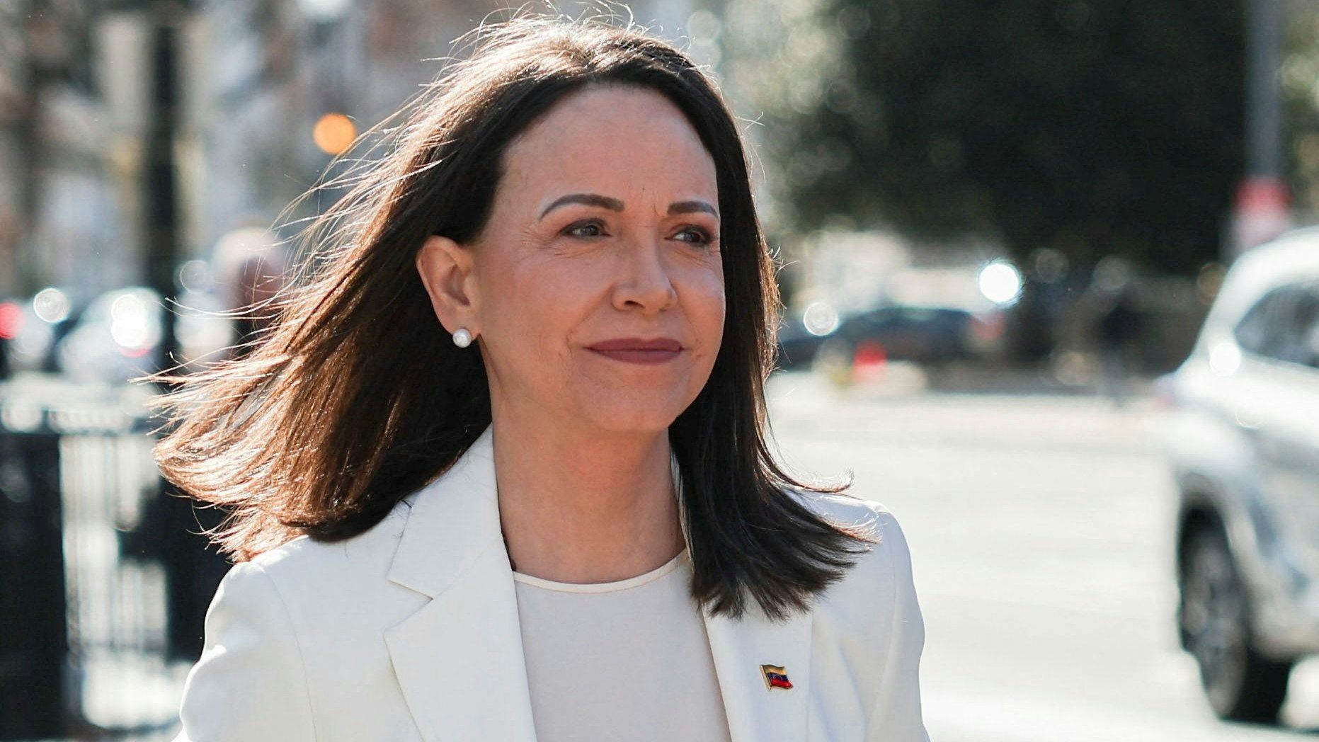 María Corina Machado auf dem Weg zum Treffen mit Trump.