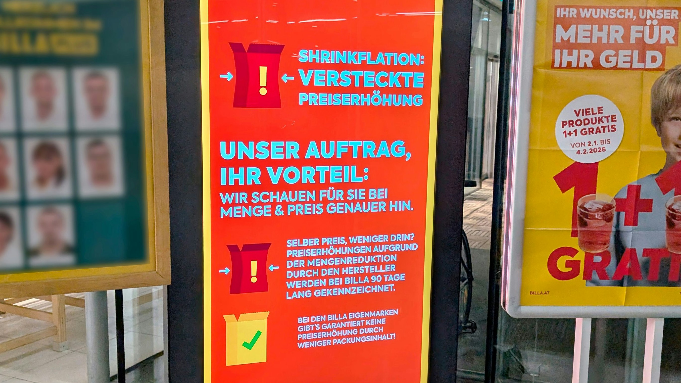 Shrinkflation: Billa gibt seinen Kunden ein Versprechen ab.