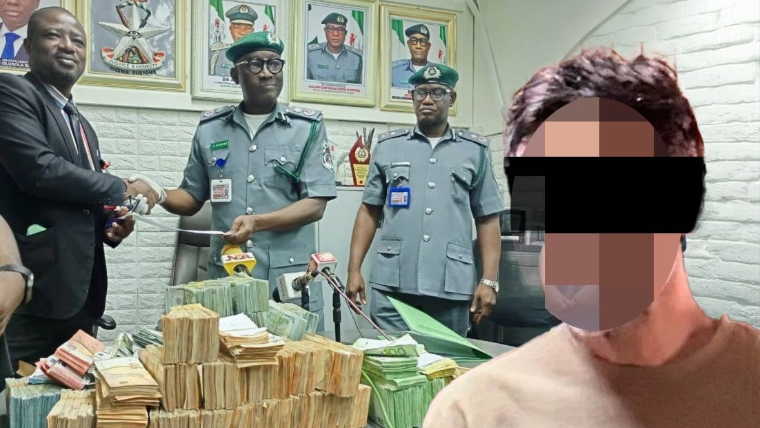 Das konfiszierte Geld; der Verdächtige sitzt in Untersuchungshaft.