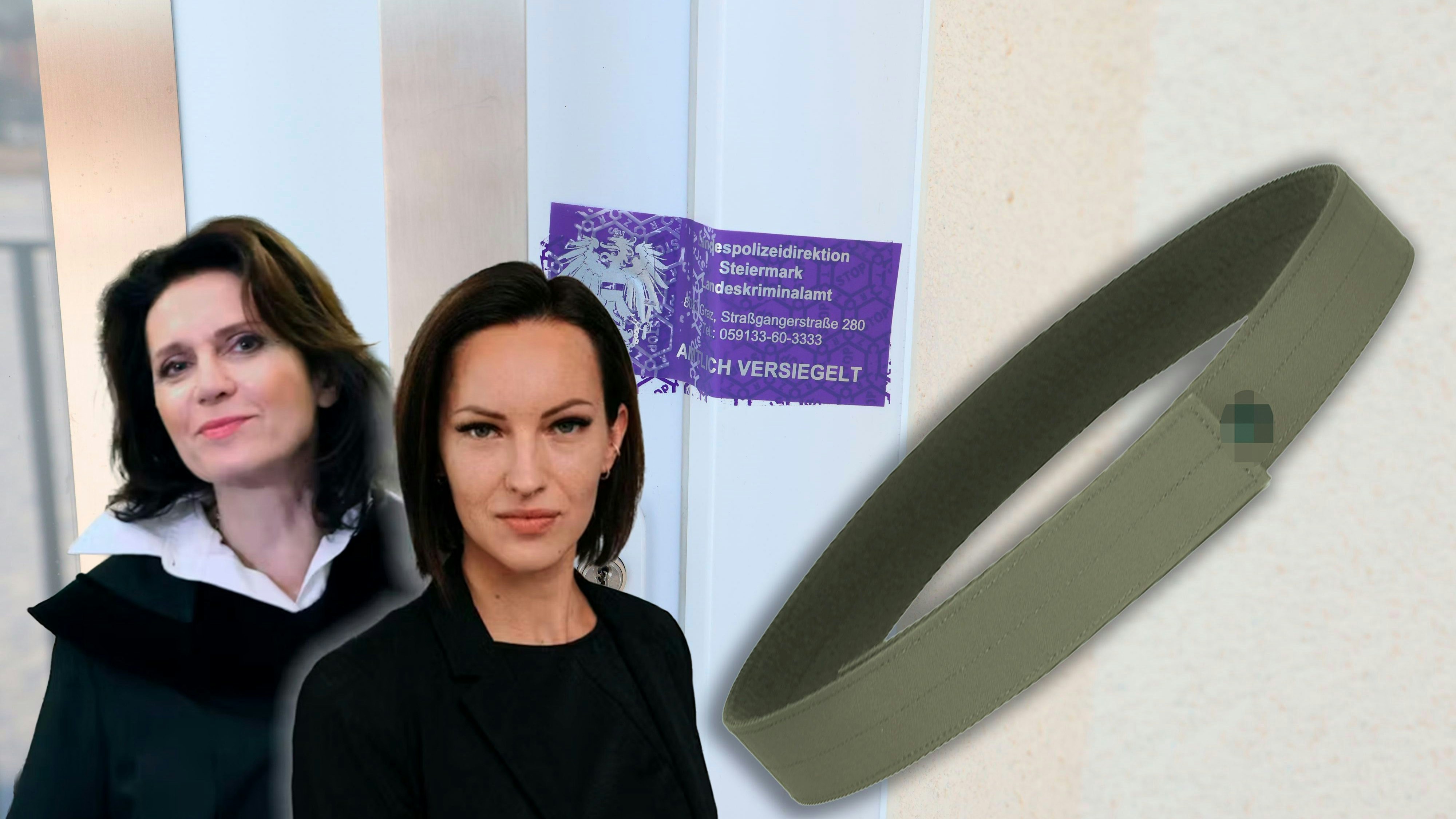 Die versiegelte Wohnungstüre des Opfers; der Gürtel, auf den Cobra-Beamte setzen.