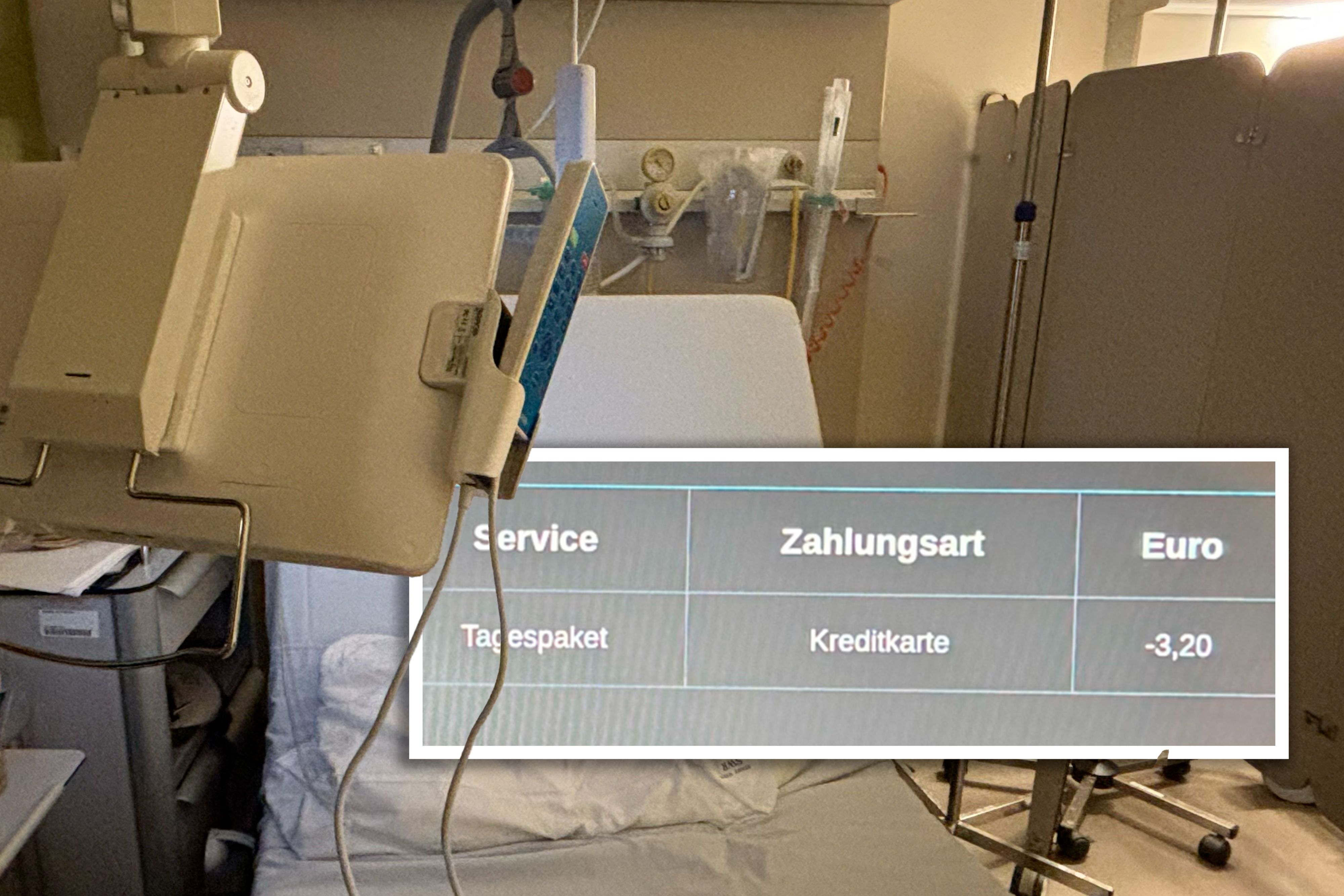 Das TV-Gerät in der Klinik Floridsdorf kostet in der Nutzung 3,20 Euro pro Tag.