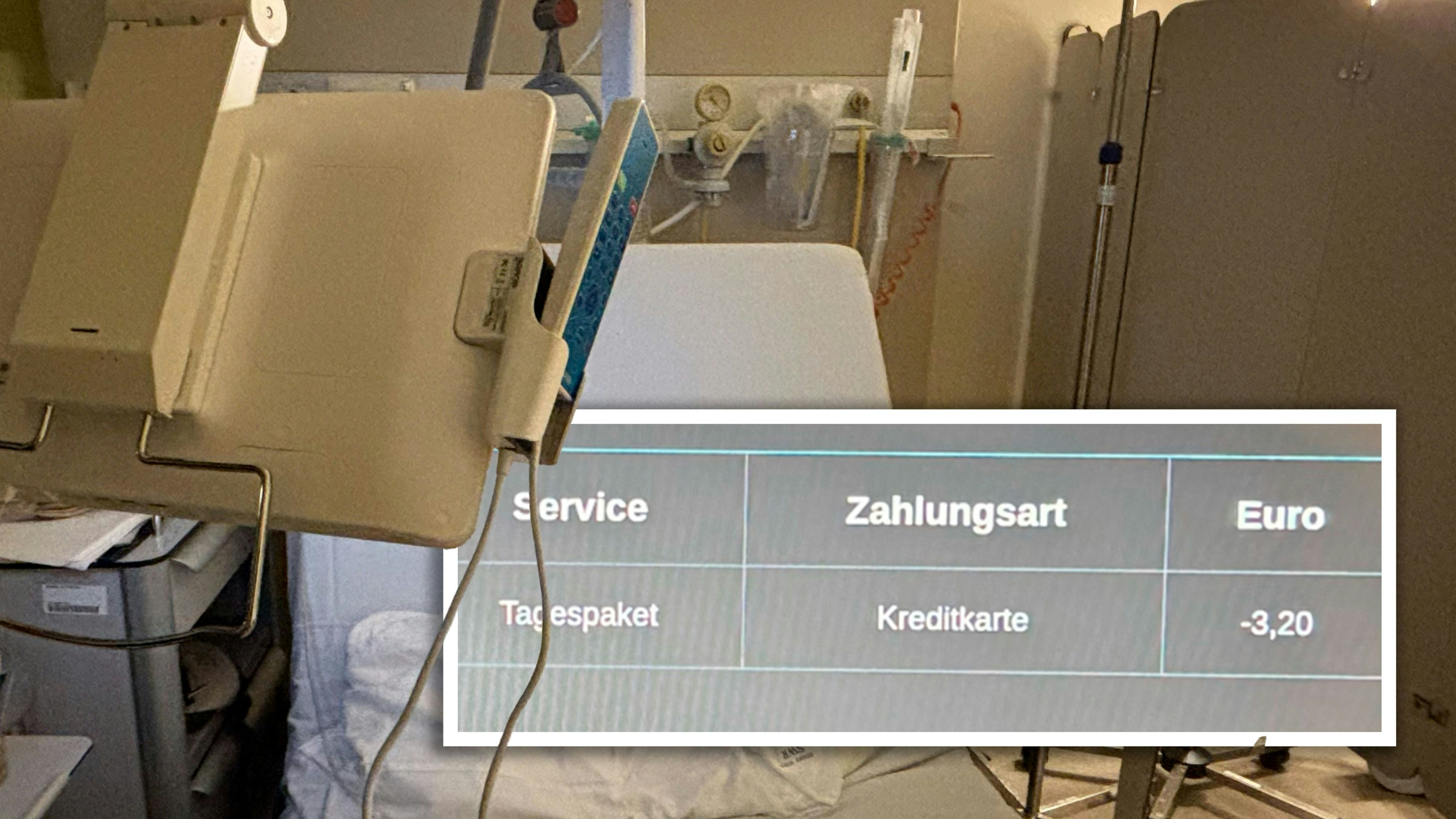 Das TV-Gerät in der Klinik Floridsdorf kostet in der Nutzung 3,20 Euro pro Tag.