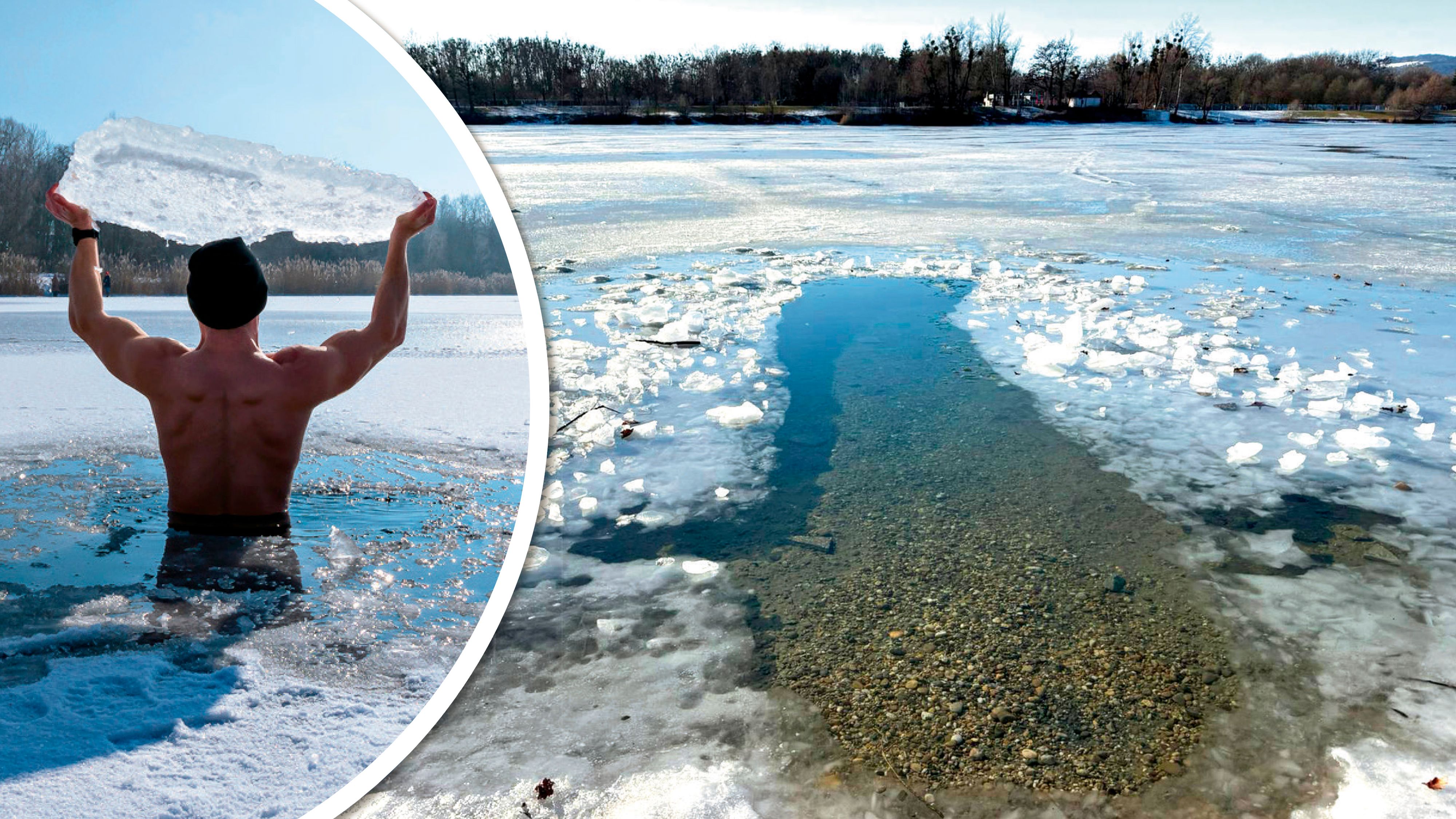 Der Eisbade-Trend sorgt jetzt für Ärger. In der Eisdecke von Pleschinger- und Pichlinger See klaffen einige Löcher.