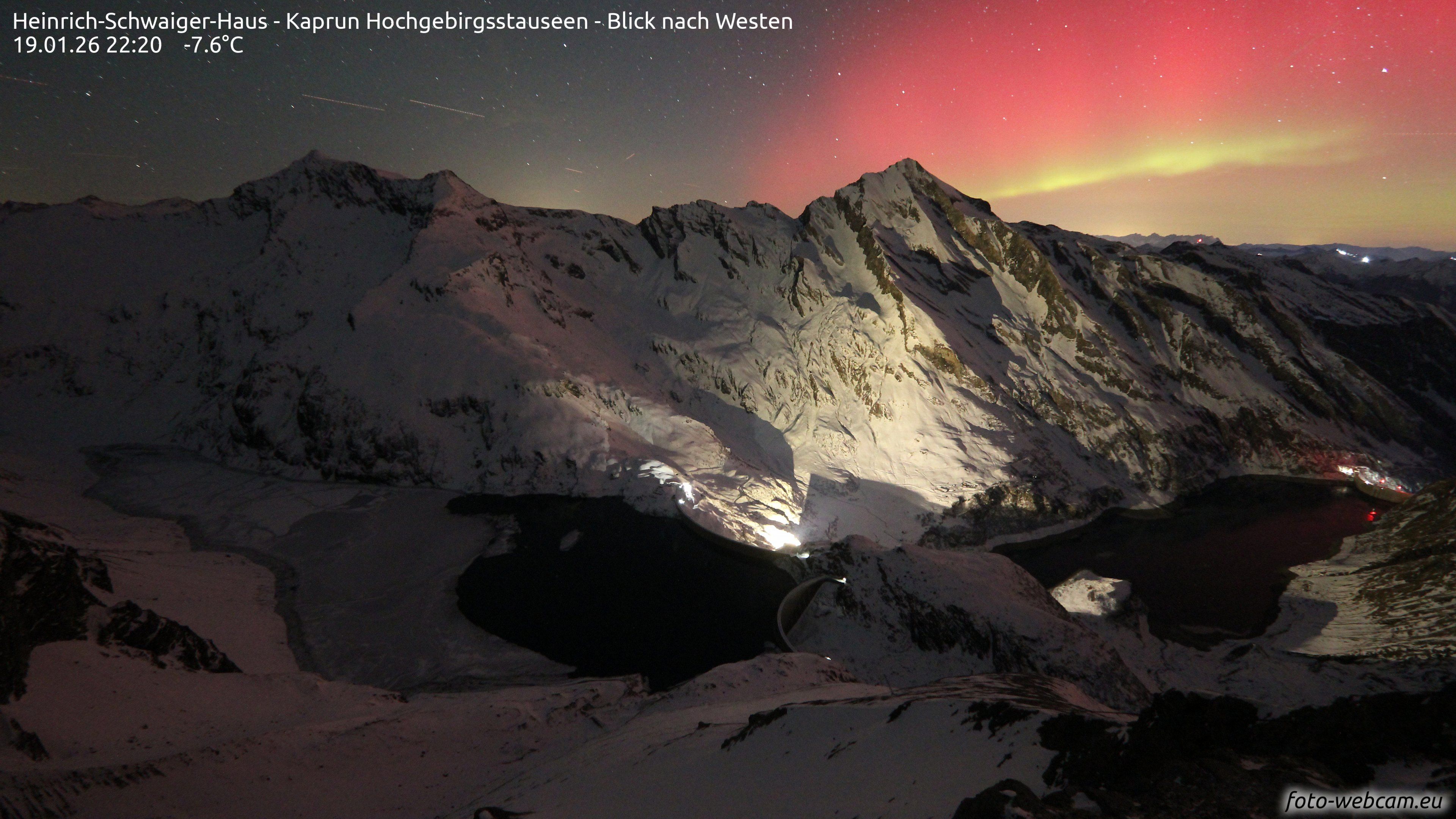 Heinrich-Schwaiger-Haus – Kaprun Hochgebirgsstauseen. 22.20 Uhr.