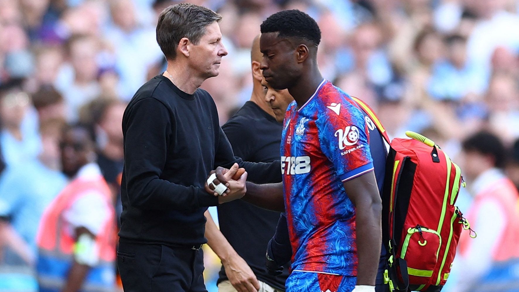 Oliver Glasner und Ex-Kapitän Marc Guehi. 