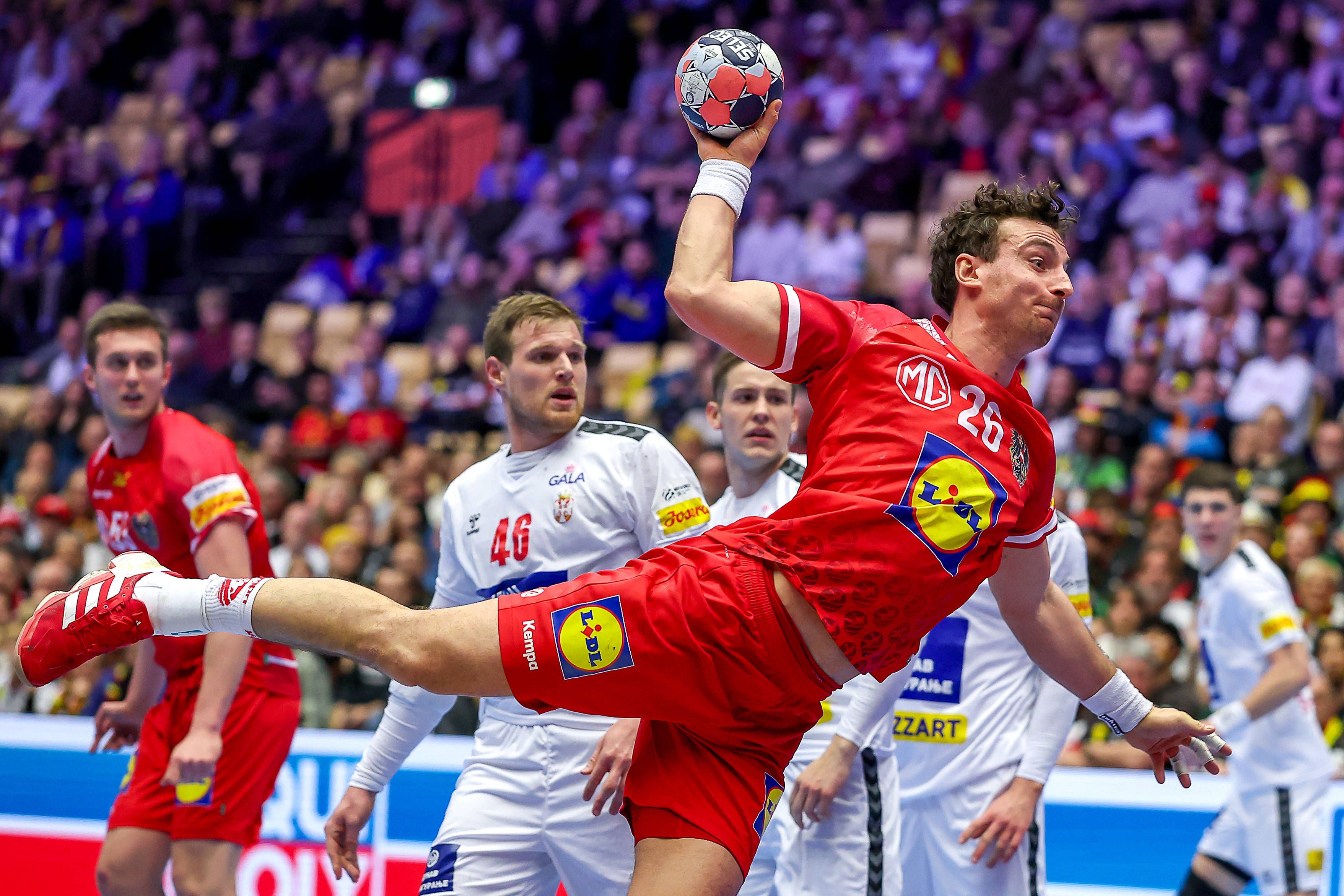 Österreichs Handballer im dritten Gruppenspiel gegen Serbien.