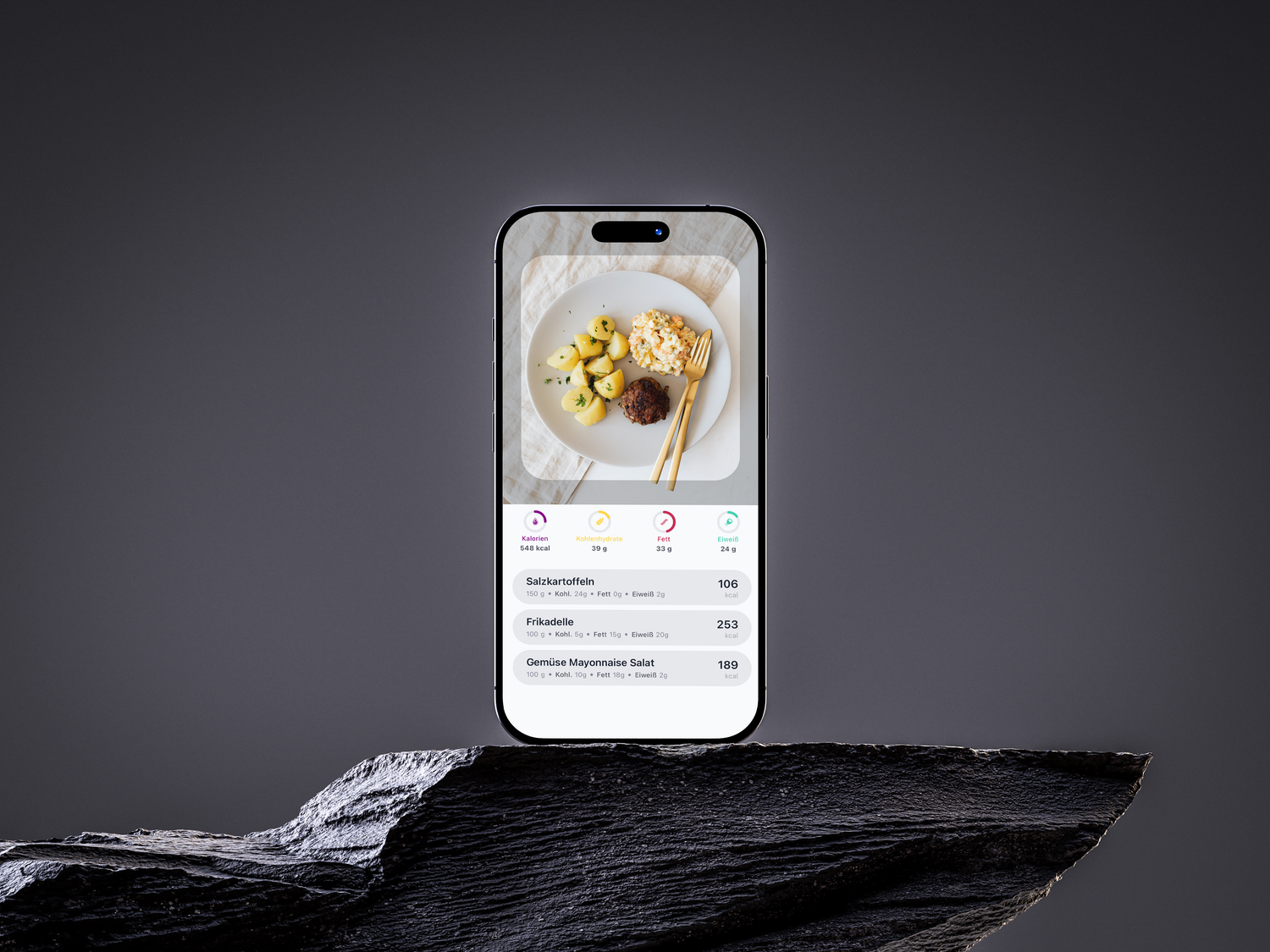 CalorieCam setzt direkt beim Essen an: Ein Foto genügt, um die wichtigsten Informationen zur Mahlzeit zu erhalten.