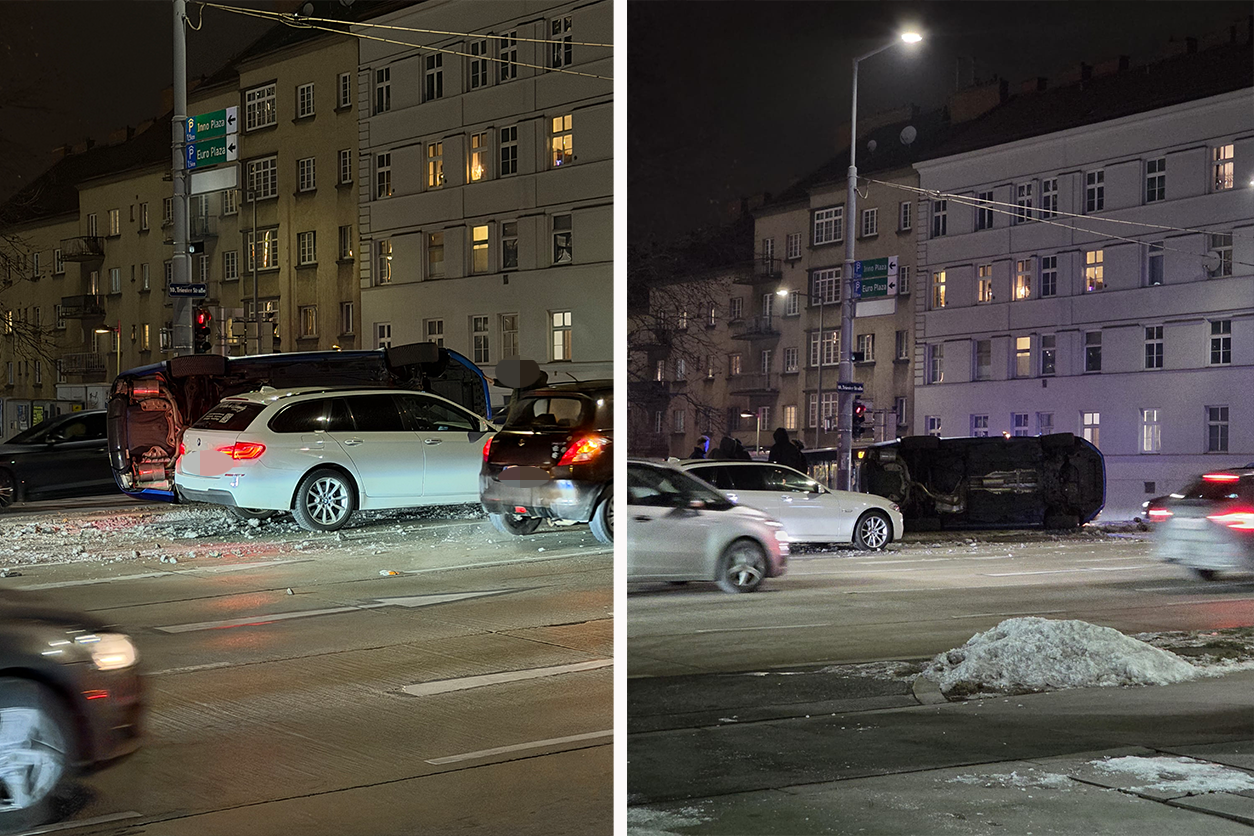 Am Dienstagabend überschlug sich ein Auto nach einem Zusammenstoß.