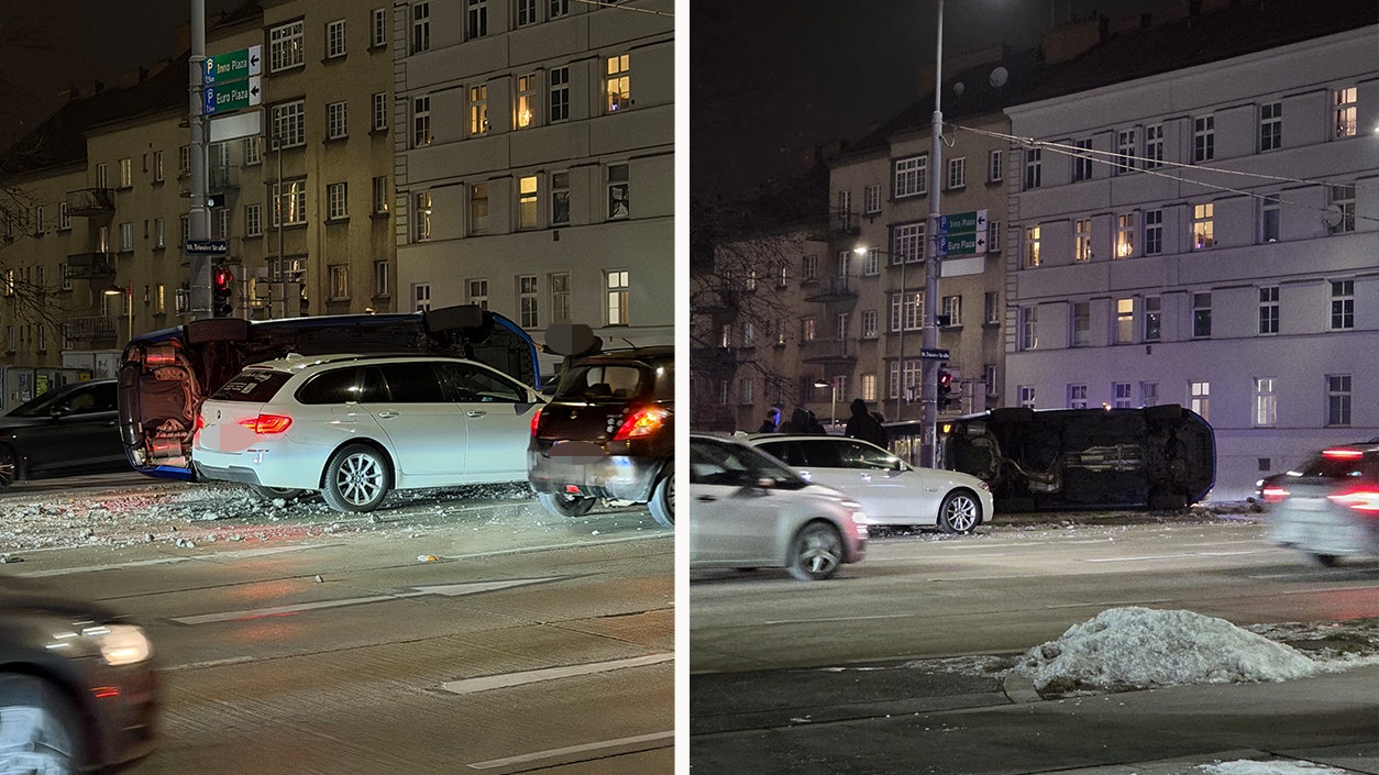 Einsatz in Favoriten – Unfall in Wien ! Auto überschlägt sich vor Kreuzung