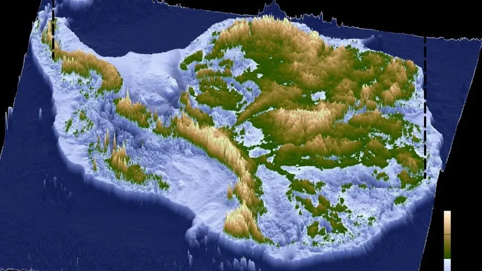 Die 3-D-Karte zeigt die verborgene Welt unter dem dicken Eis der Antarktis.