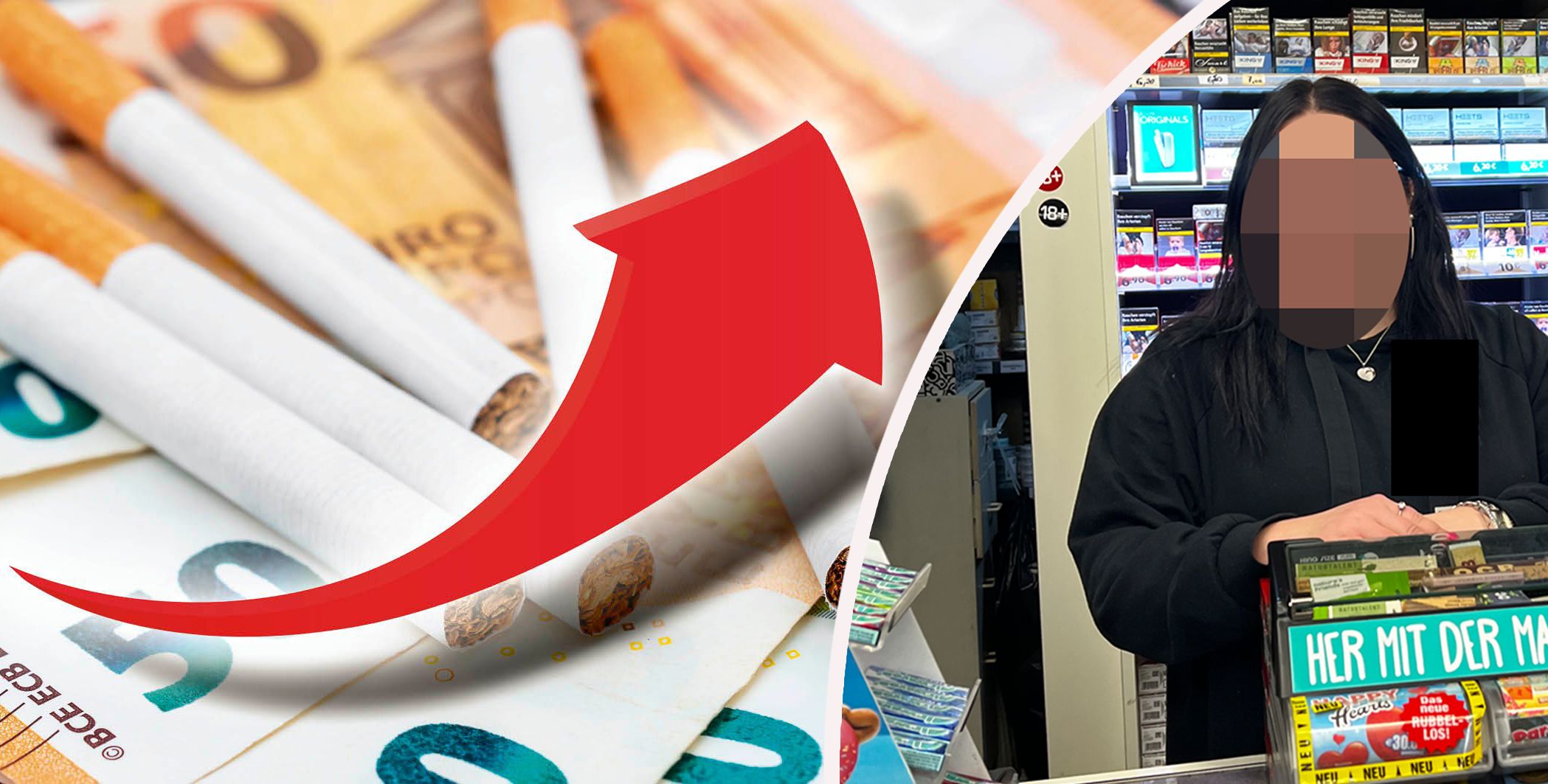 Manuela (28, rechts im Bild) steht täglich an der Kassa – und bekommt den Ärger über teurere Zigaretten direkt ab.