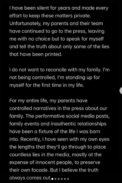 Das Instagram-Posting von Brooklyn Beckham im Wortlaut