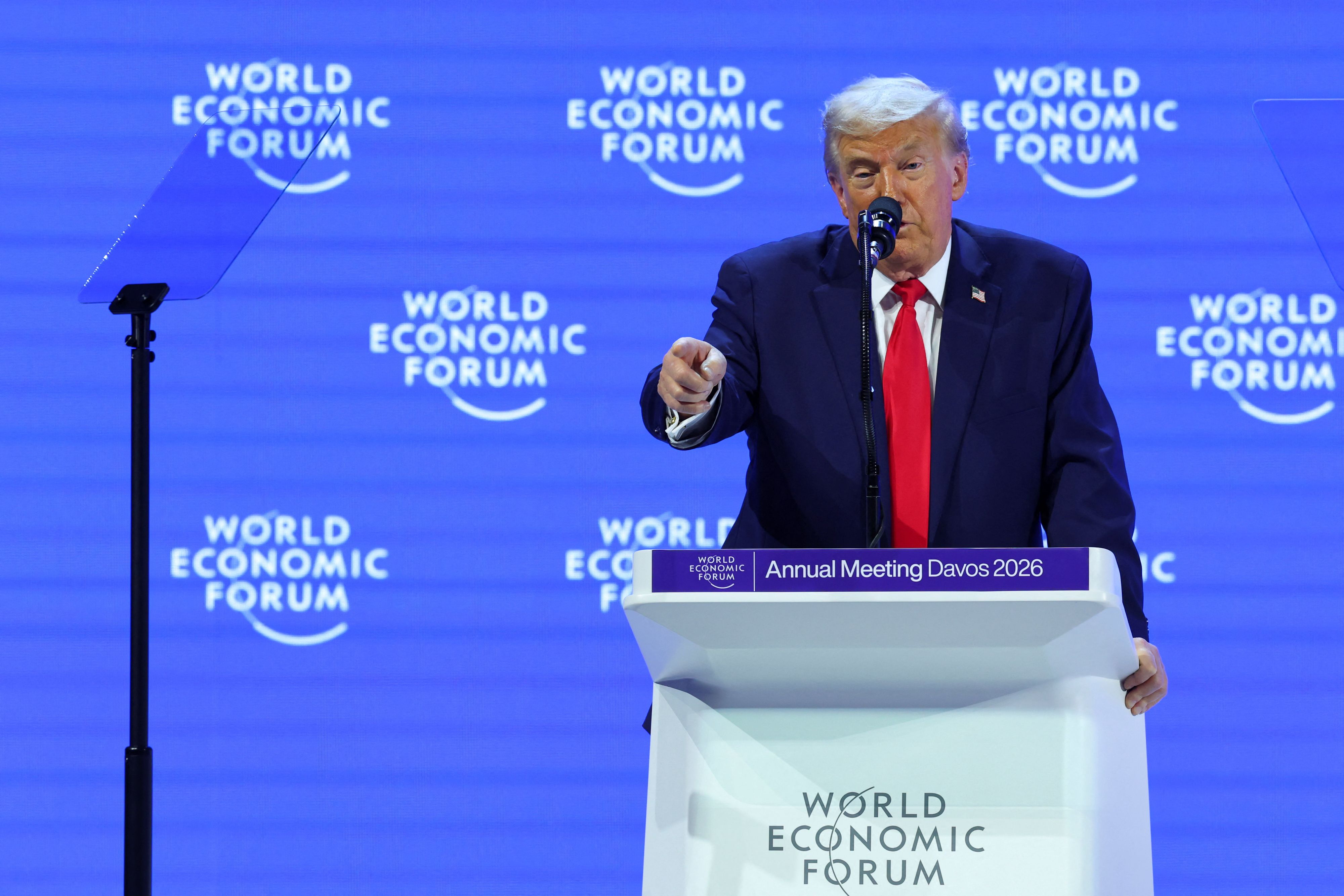 US-Präsident Donald Trump bei seiner Rede in Davos, sie dauerte länger als geplant