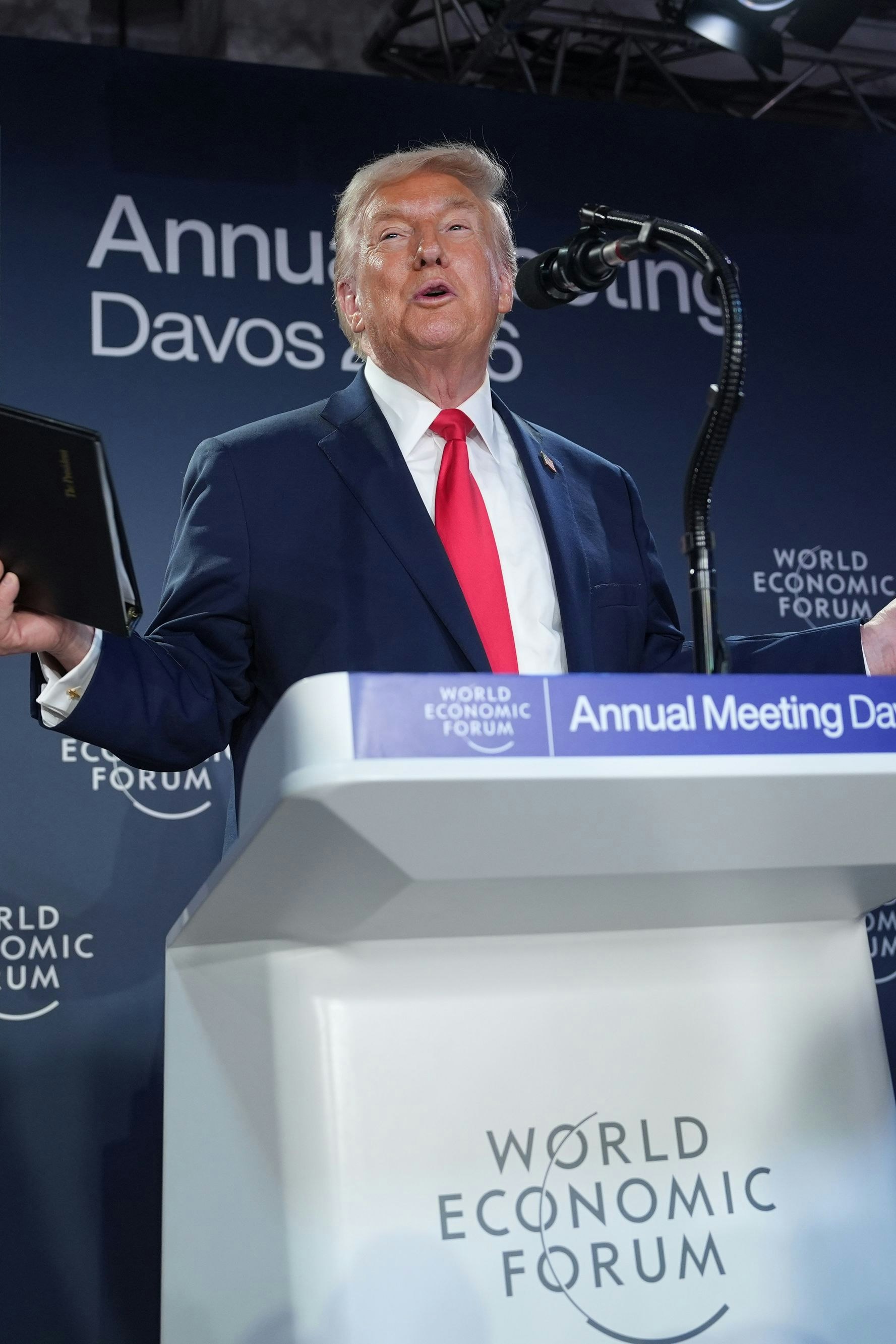 Donald Trump bei seiner Rede am Weltwirtschaftsgipfel