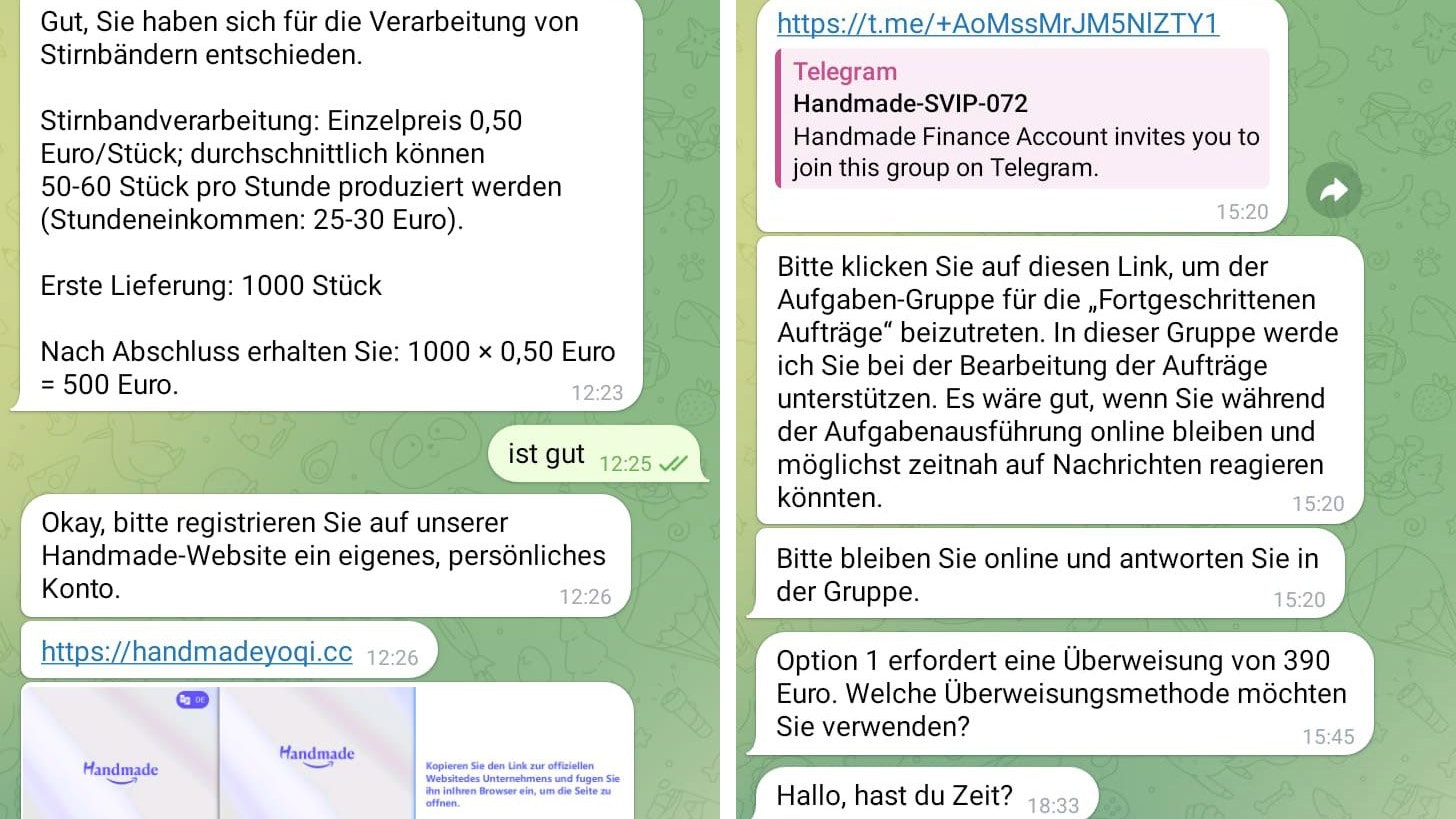 Auszug aus der Kommunikation per Telegram.