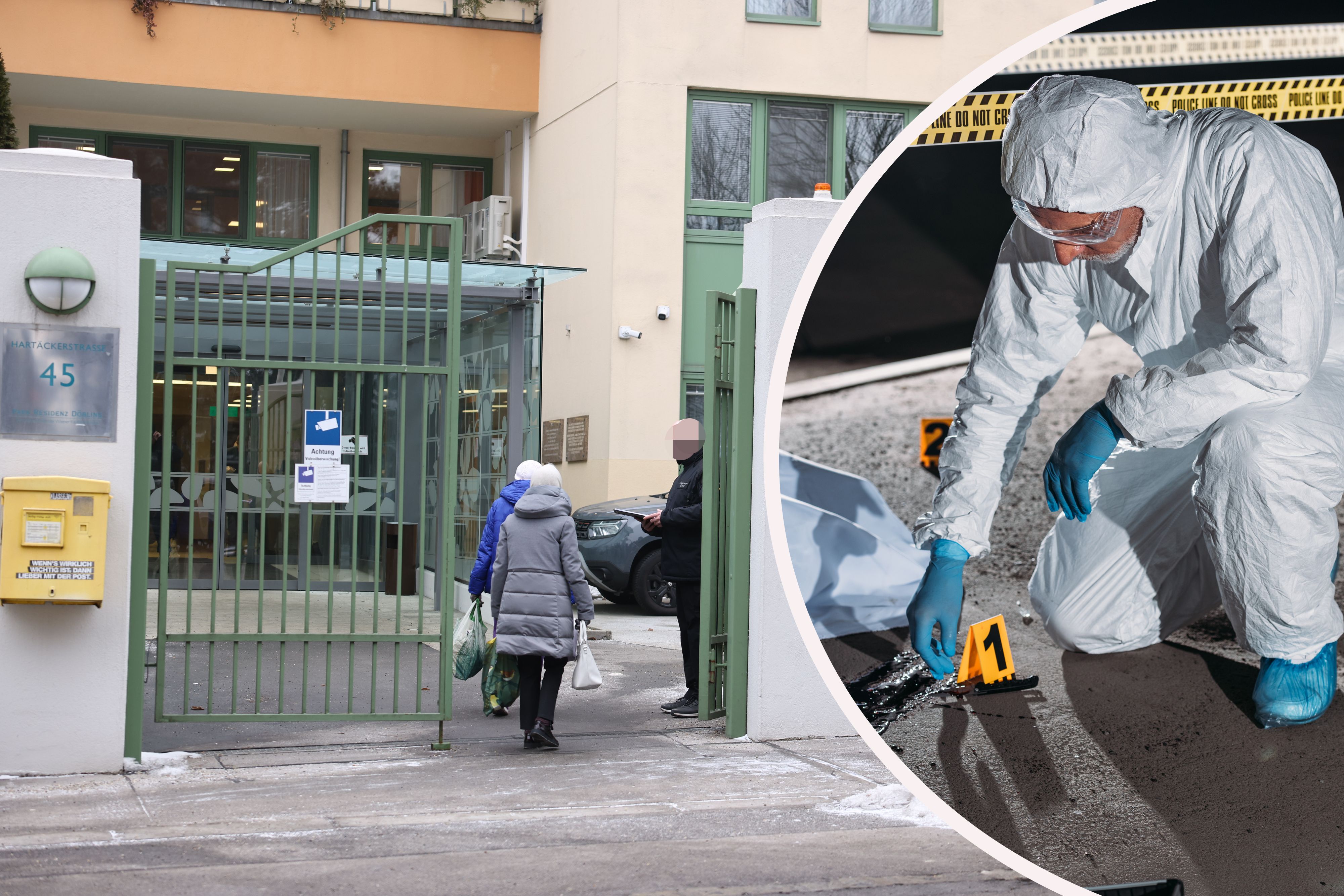 Ermittlungen hinter verschlossenen Türen: Nach dem Tod einer 87-jährigen Österreicherin in einem exklusiven Seniorenheim in Wien-Döbling sichert die Polizei Spuren, Details hält sie unter Verschluss.