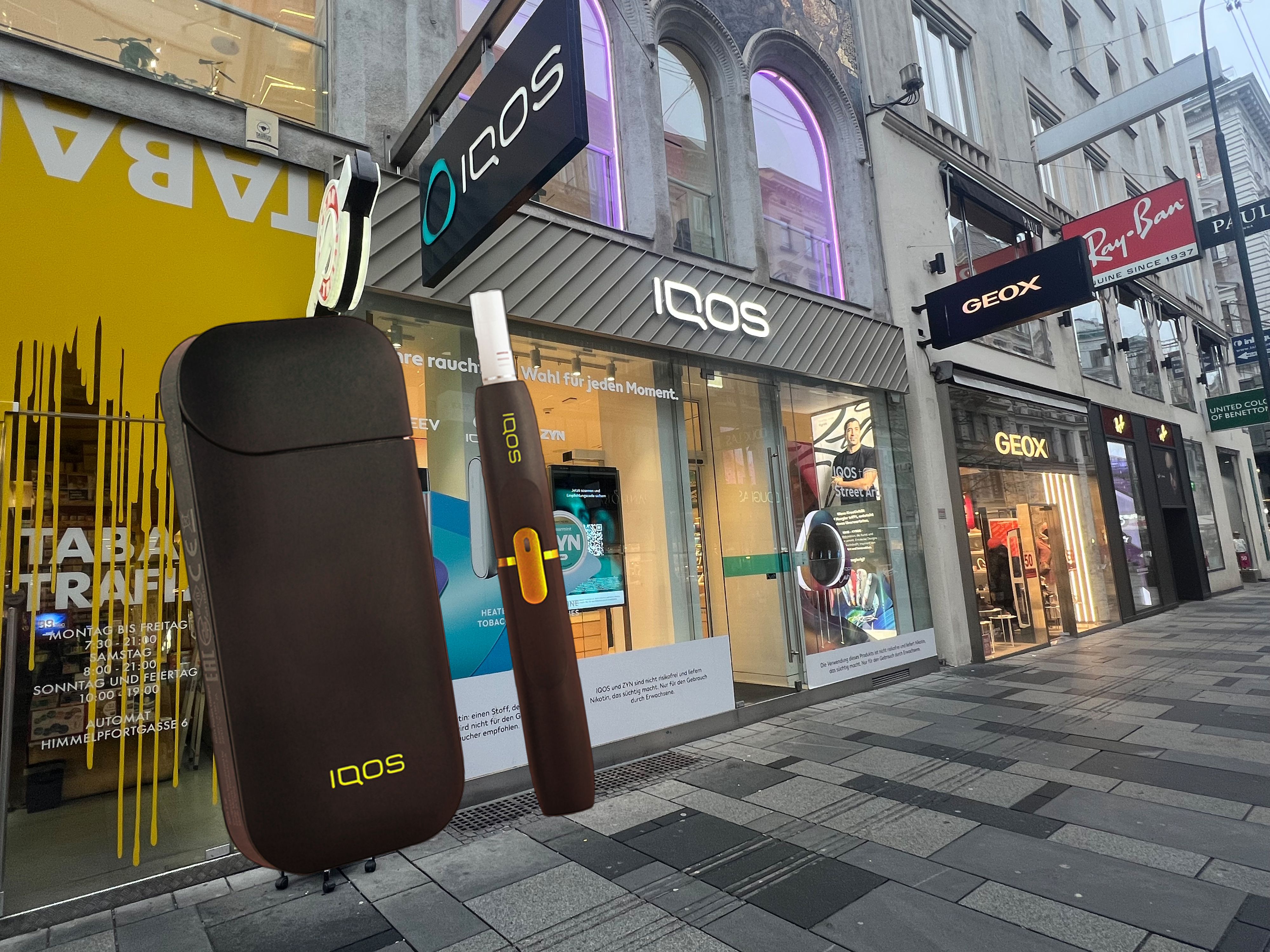 In der Wiener Innenstadt wird das Produkt offen beworben – verkauft wird es im Shop aber nur an Raucher. Für Nichtraucher heißt es: kein Kauf erlaubt.