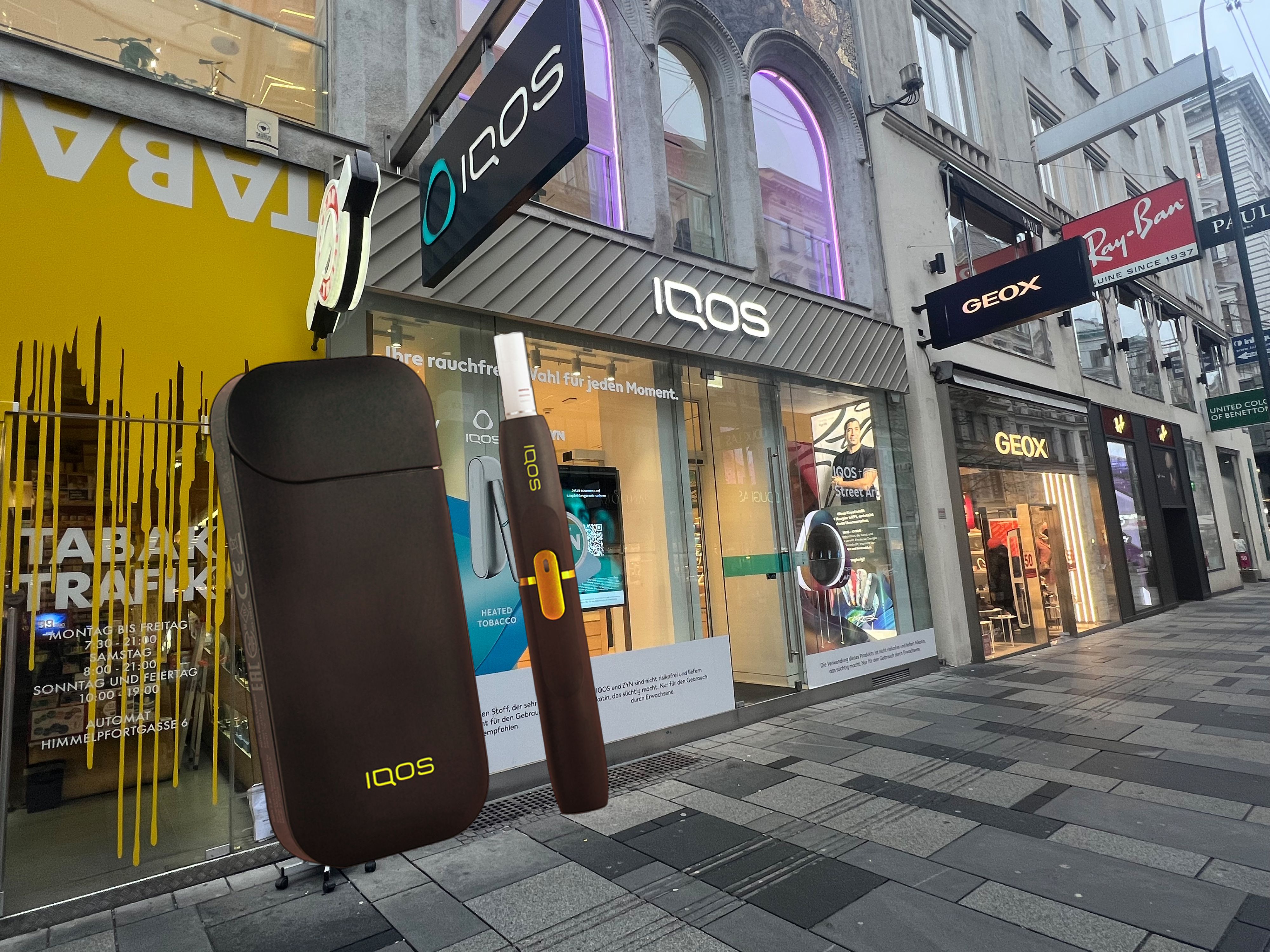 In der Wiener Innenstadt wird das Produkt offen beworben – verkauft wird es im Shop aber nur an Raucher. Für Nichtraucher heißt es: kein Kauf erlaubt..