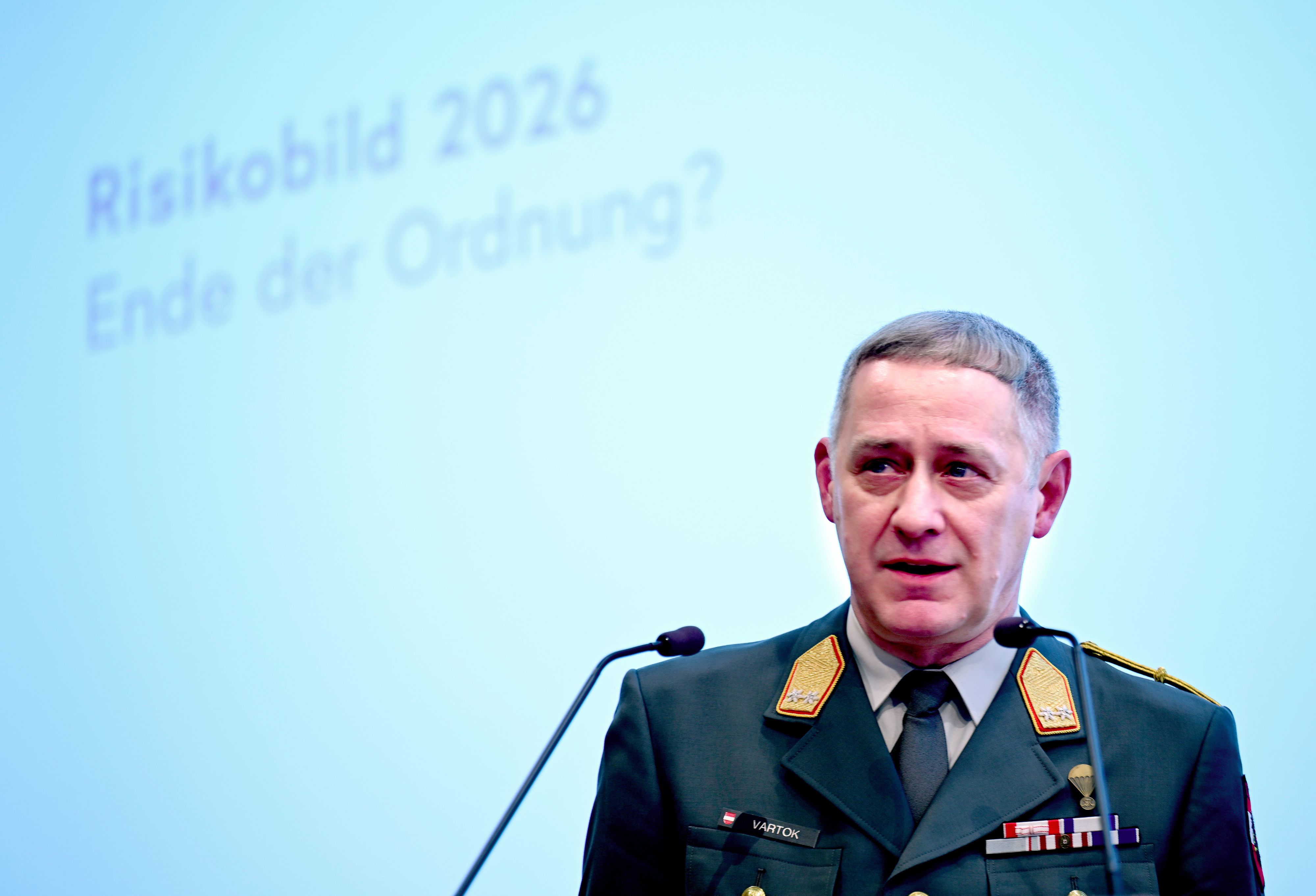 Generalmajor Ronald Vartok bei der Präsentation des aktuellen Risikobilds am 26. Jänner 2026