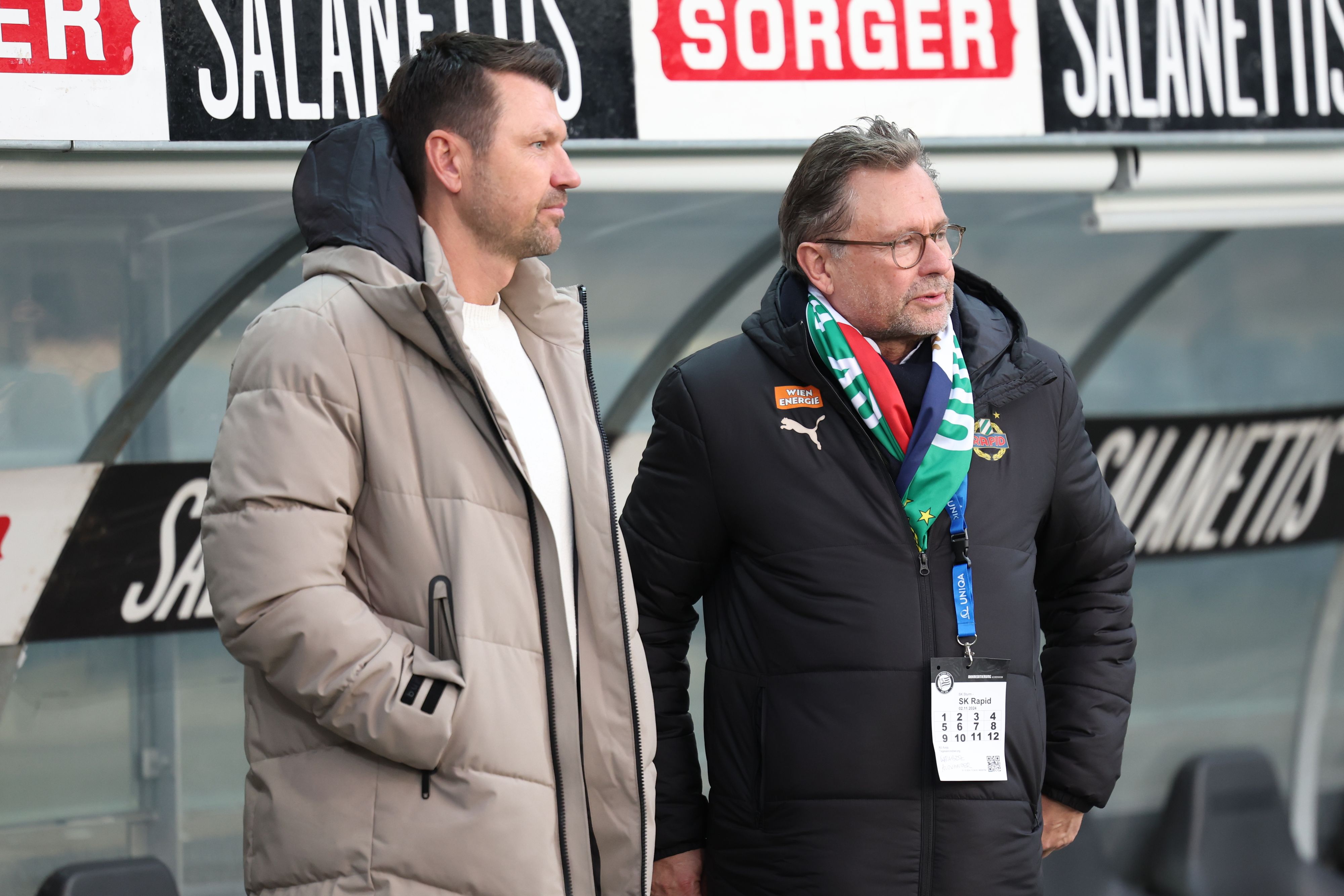Rapid-Sportchef Markus Katzer (l.) mit Klubboss Alexander Wrabetz
