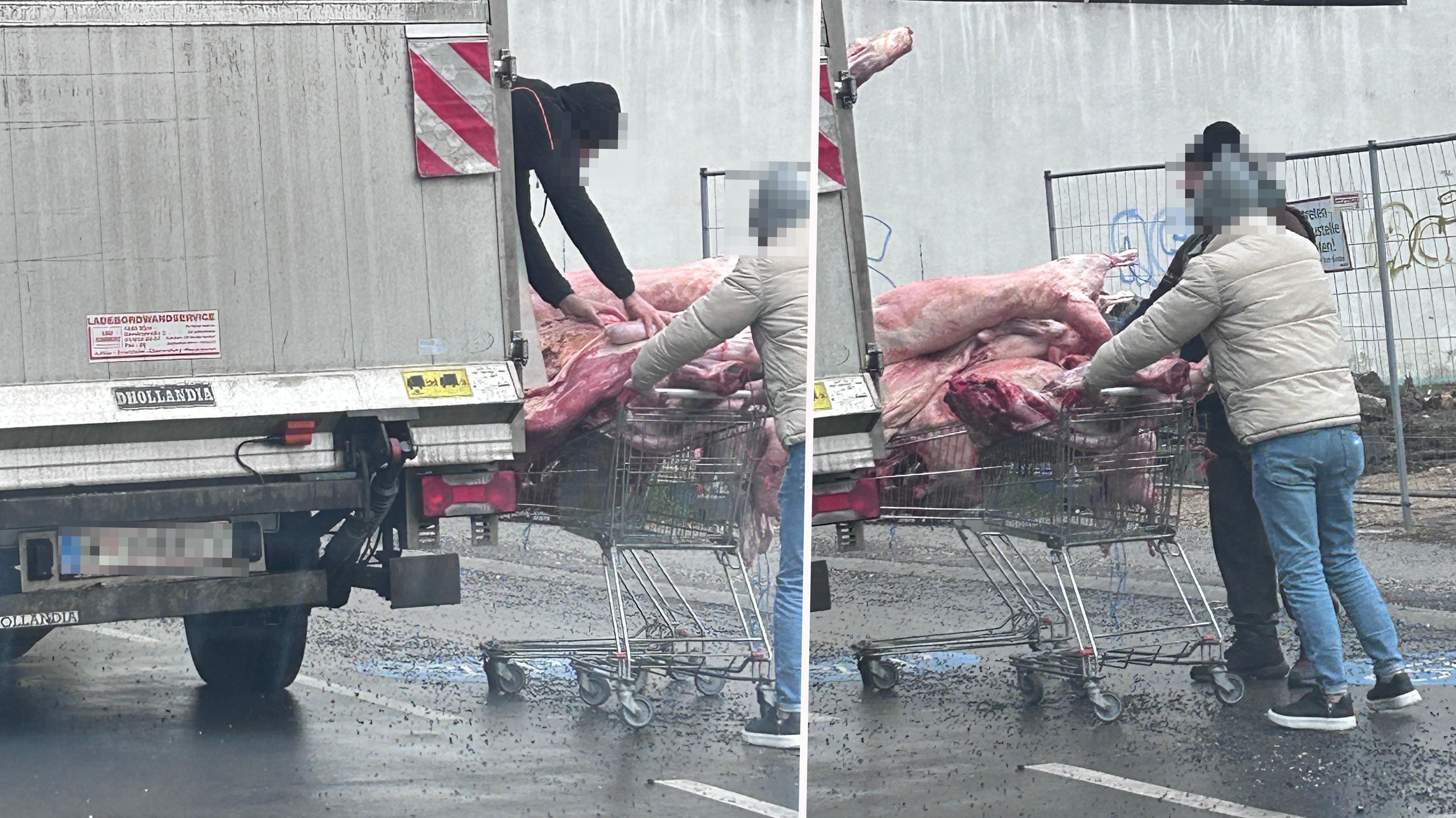 Ekel-Skandal in Wien! Kiloweise Fleisch werden offen im Wagerl transportiert – ungeschützt, nicht abgedeckt.