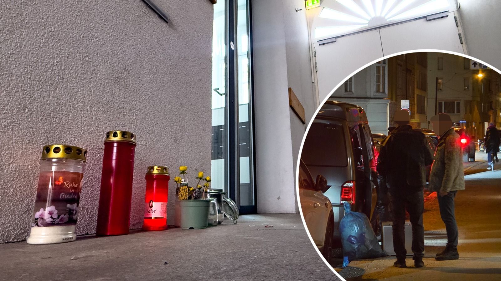 Im Stiegenhaus in der Harrachstraße wurden Kerzen für das Opfer hinterlegt.