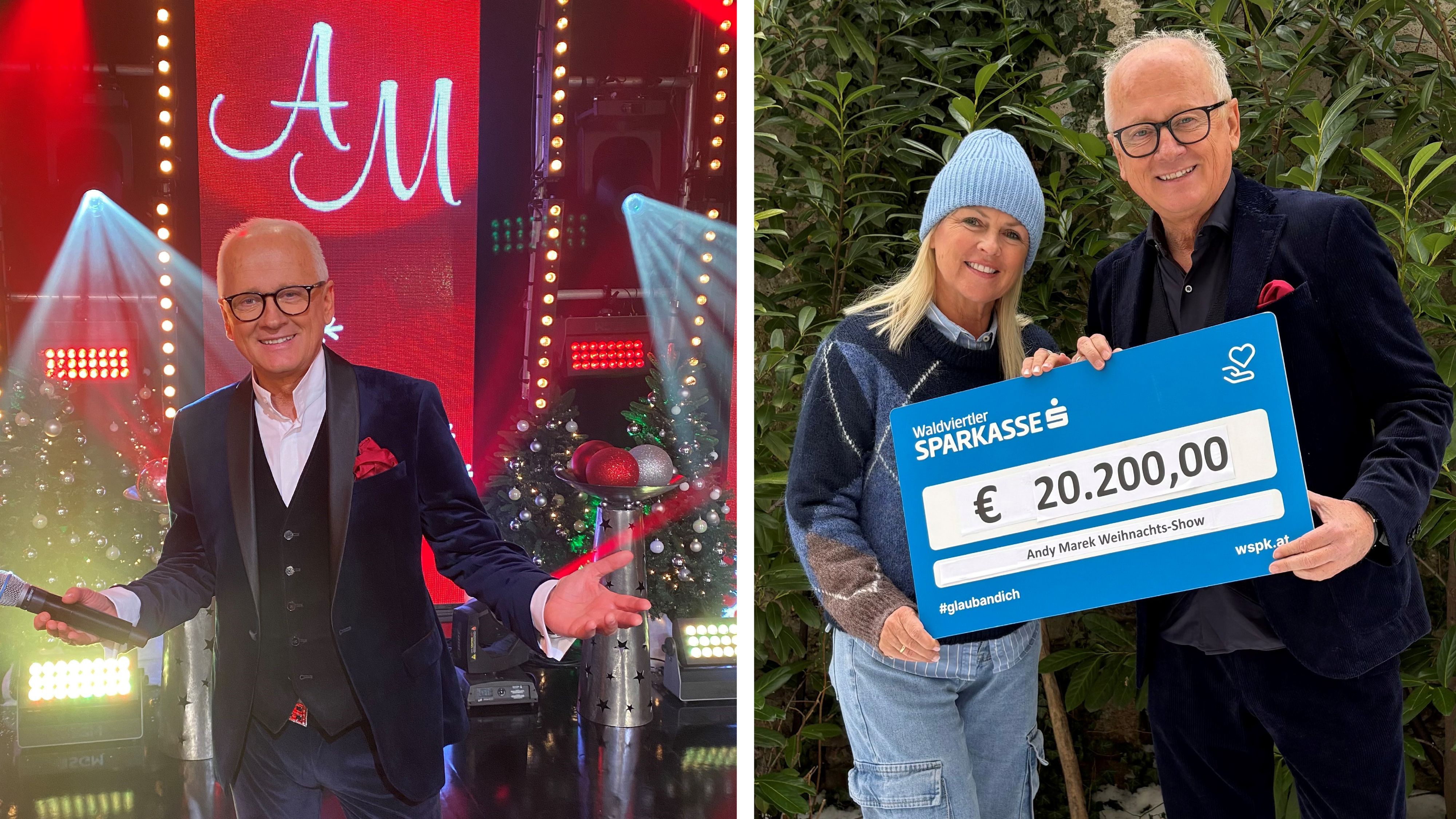 Andy Marek und seine Frau Sabine freuen sich über die Spendenübergabe von 20.200 Euro. 