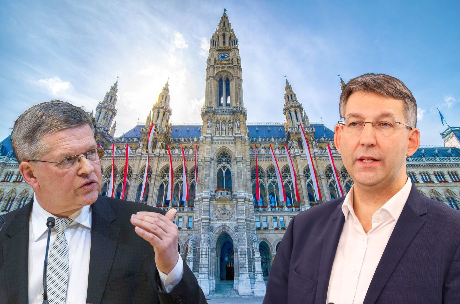 Deutsch (SPÖ, l.) kontert auf die Kritik von Wiens ÖVP-Chef Figl (r.)