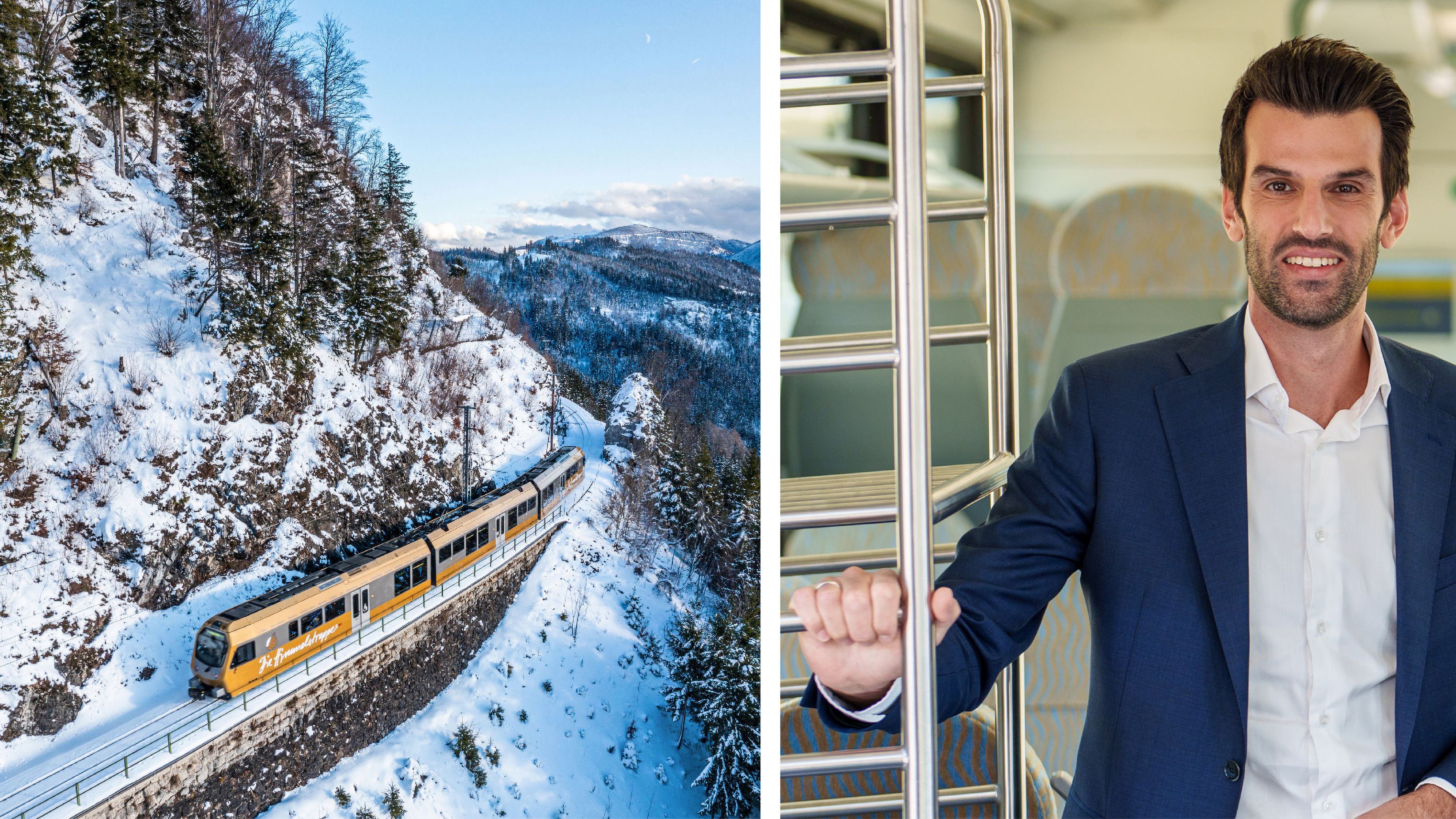 Udo Landbauer (FPÖ, re.), Landeshauptfrau-Stellvertreter für Infrastruktur und Sport, zu den jährlichen Bauarbeiten an der Mariazellerbahn.