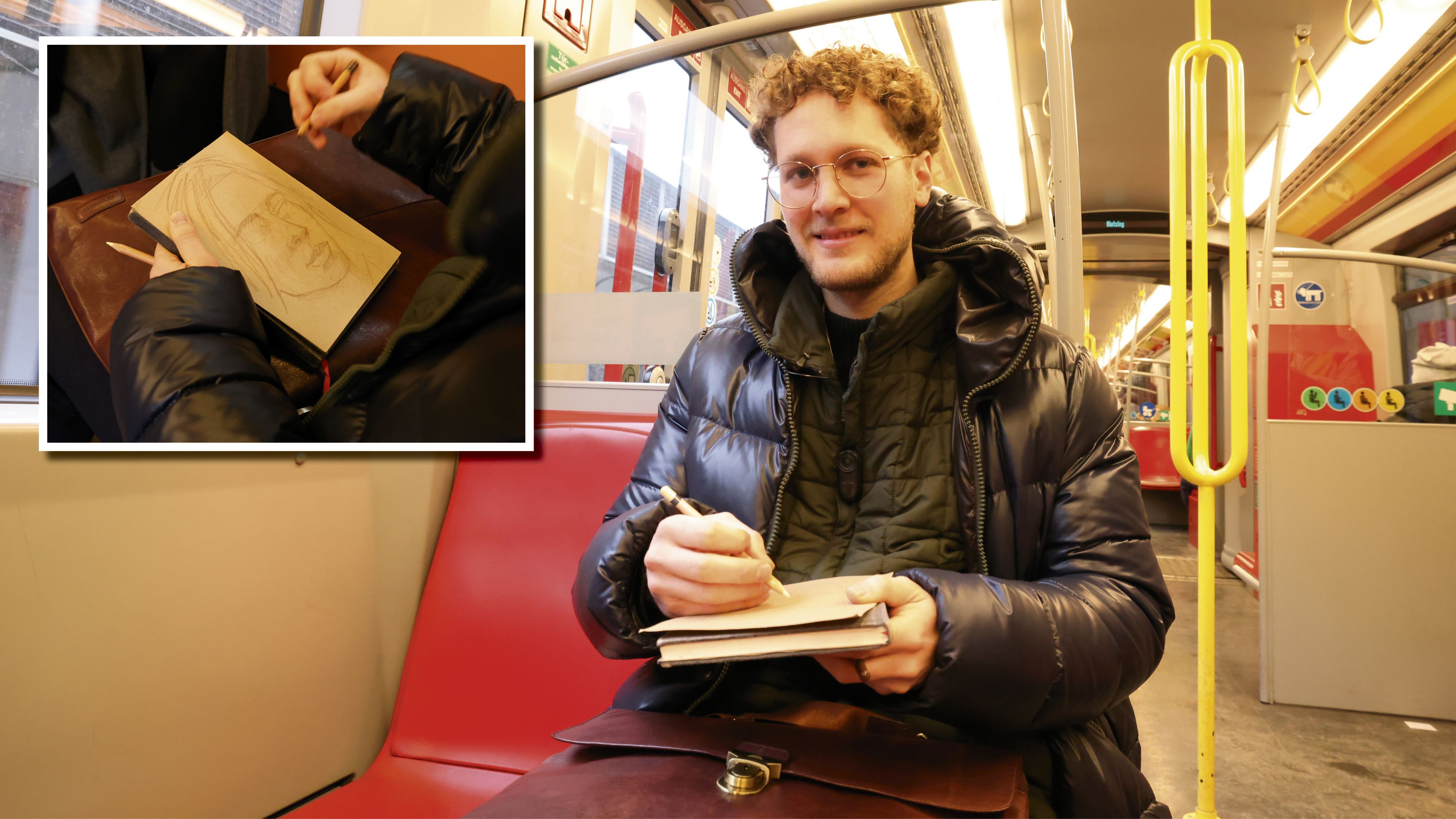 Gabriel Espinal ist Künstler. Seine liebsten Motive: Fahrgäste in den Wiener U-Bahnen.
