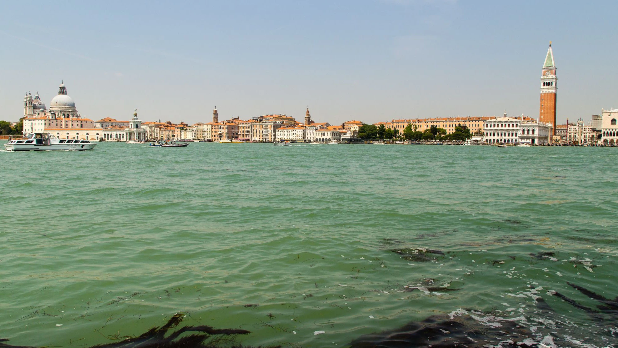 The Grand Canal is the largest and widest canal in Venice. Beginning south in front of St. Mark's Basin, it ends north-west of the city, near the Liberty Bridge. It measures a total of 3.8 km long, 50 to 70 m wide and 5 to 10 m deep.