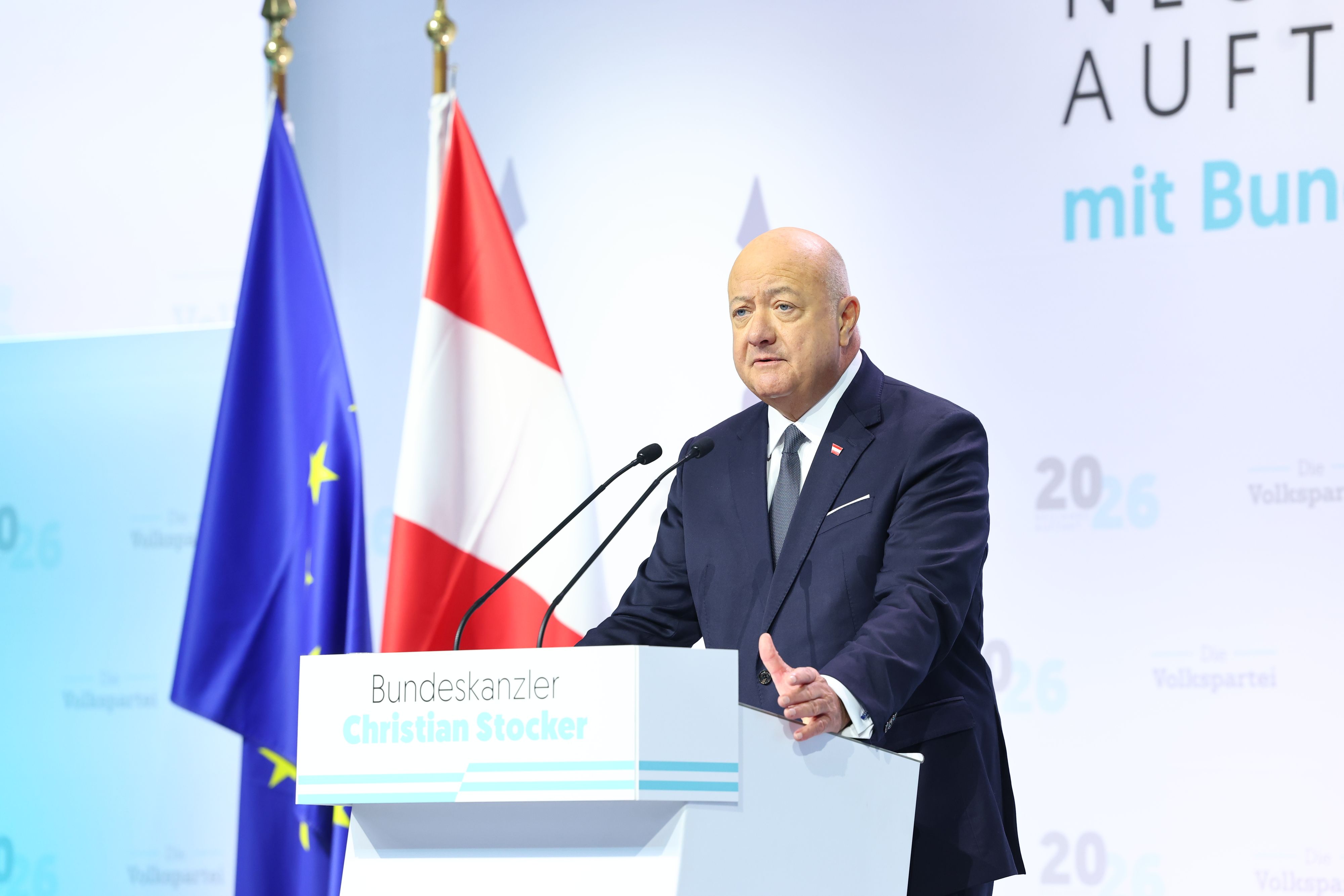 Kanzler Stocker bei seiner Rede.
