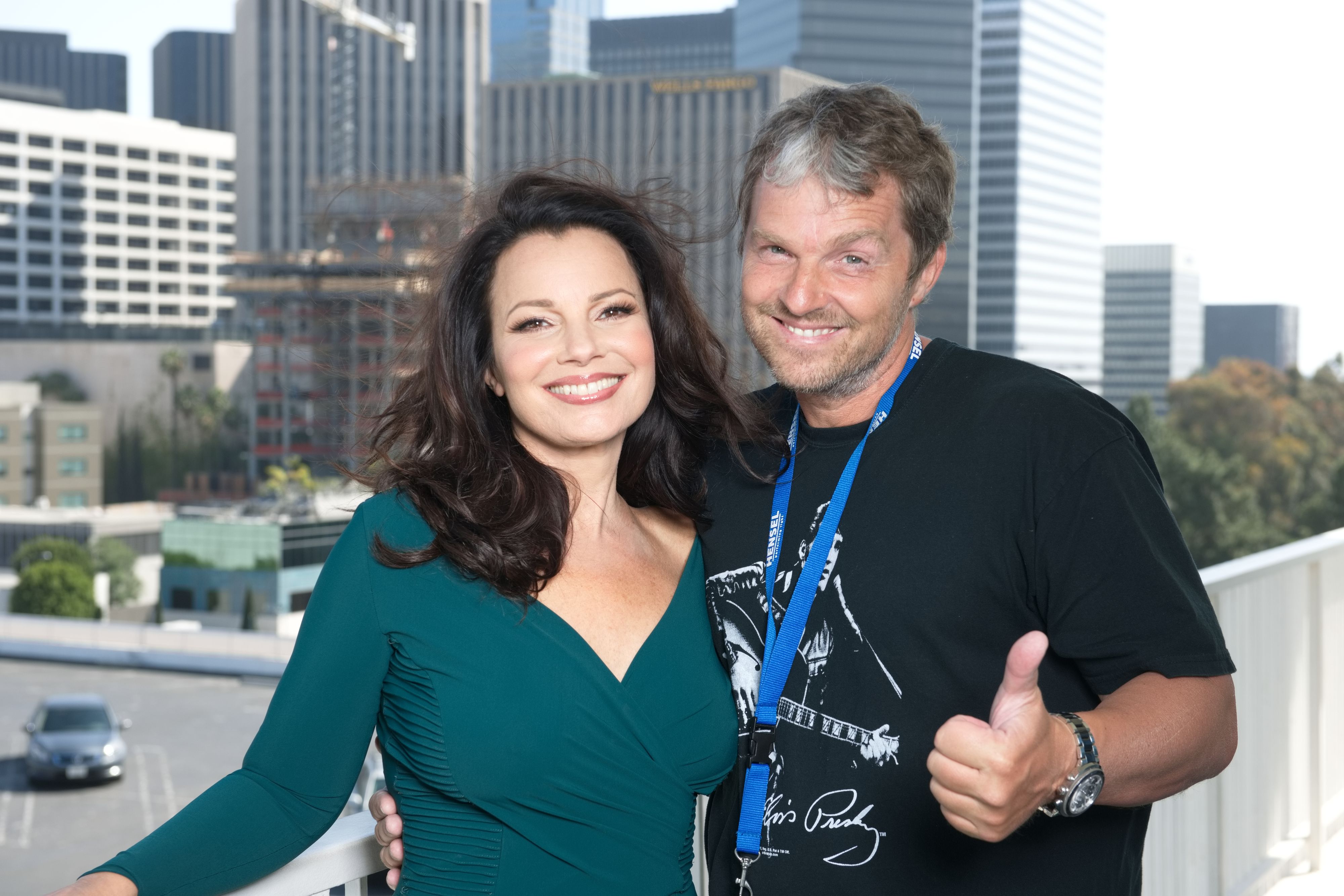 Opernball-Stargast Fran Drescher mit Star-Fotograf Manfred Baumann.