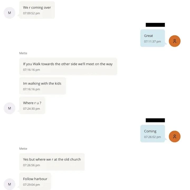 Der Chat zeigt eine Unterhaltung zwischen Mette-Marit und Jeffrey Epstein, in der eine mögliche Verabredung angedeutet wird.