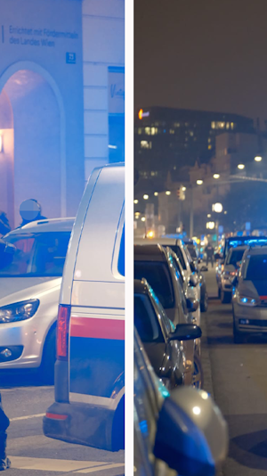 Überfall Wiener Juwelier: Bewaffneter Täter flüchtig, Großfahndung der Polizei läuft. Ermittlungen und Sofortmaßnahmen am Tatort.