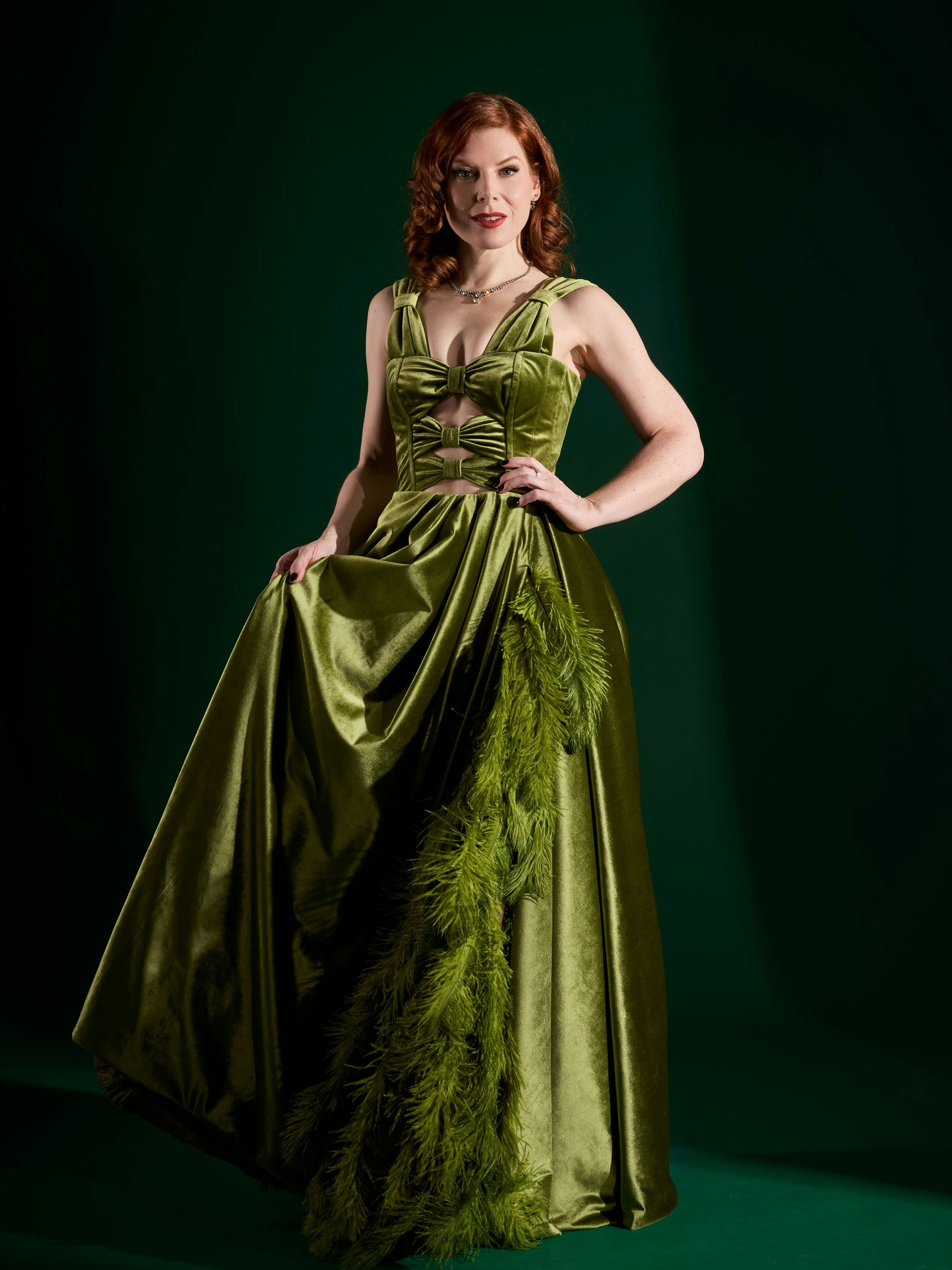 Teresa Vogl in ihrer grünen Robe von Eva Poleschinski