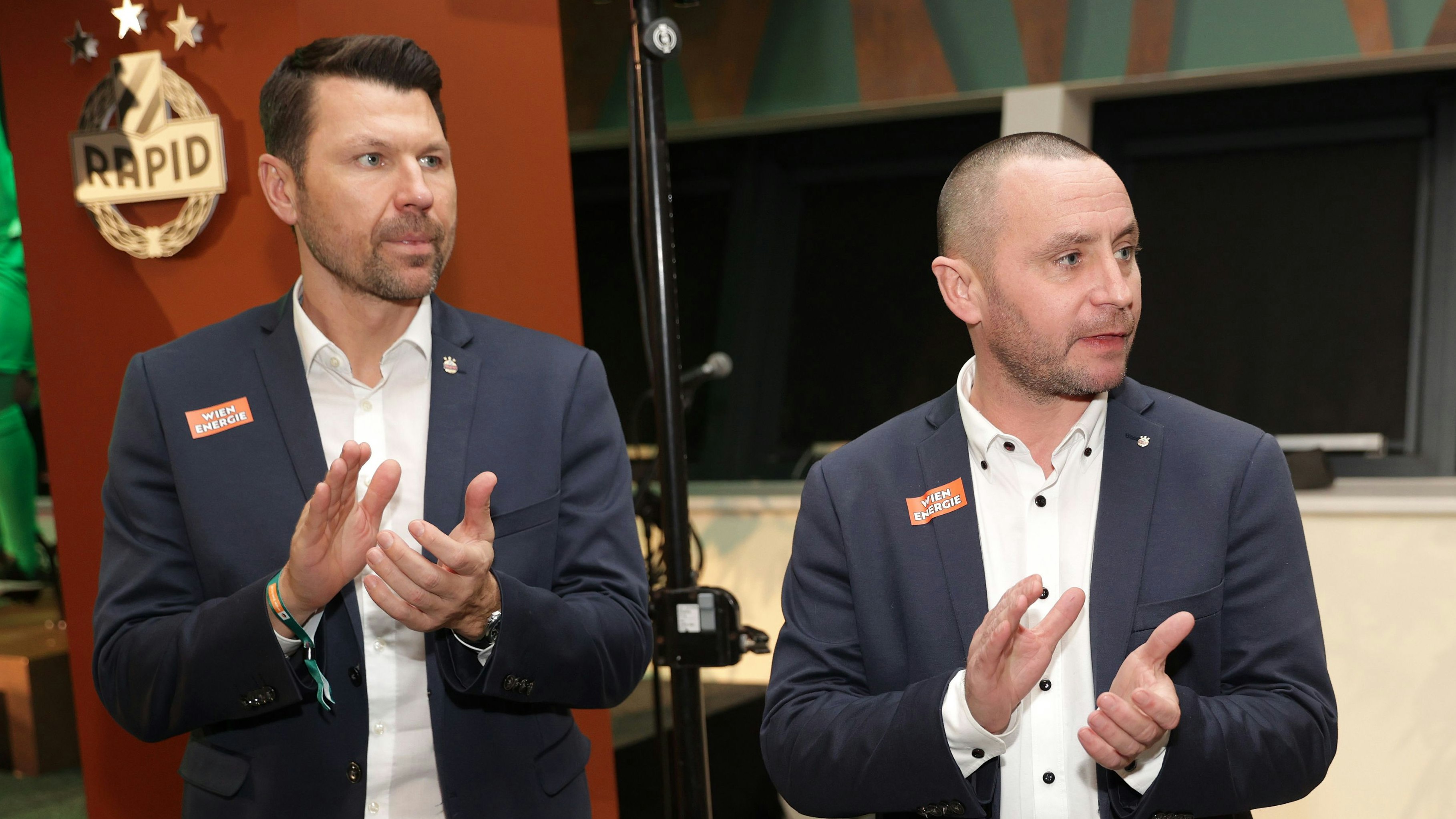 Rapid-Sportchef Markus Katzer (l.), Geschäftsführer Steffen Hofmann