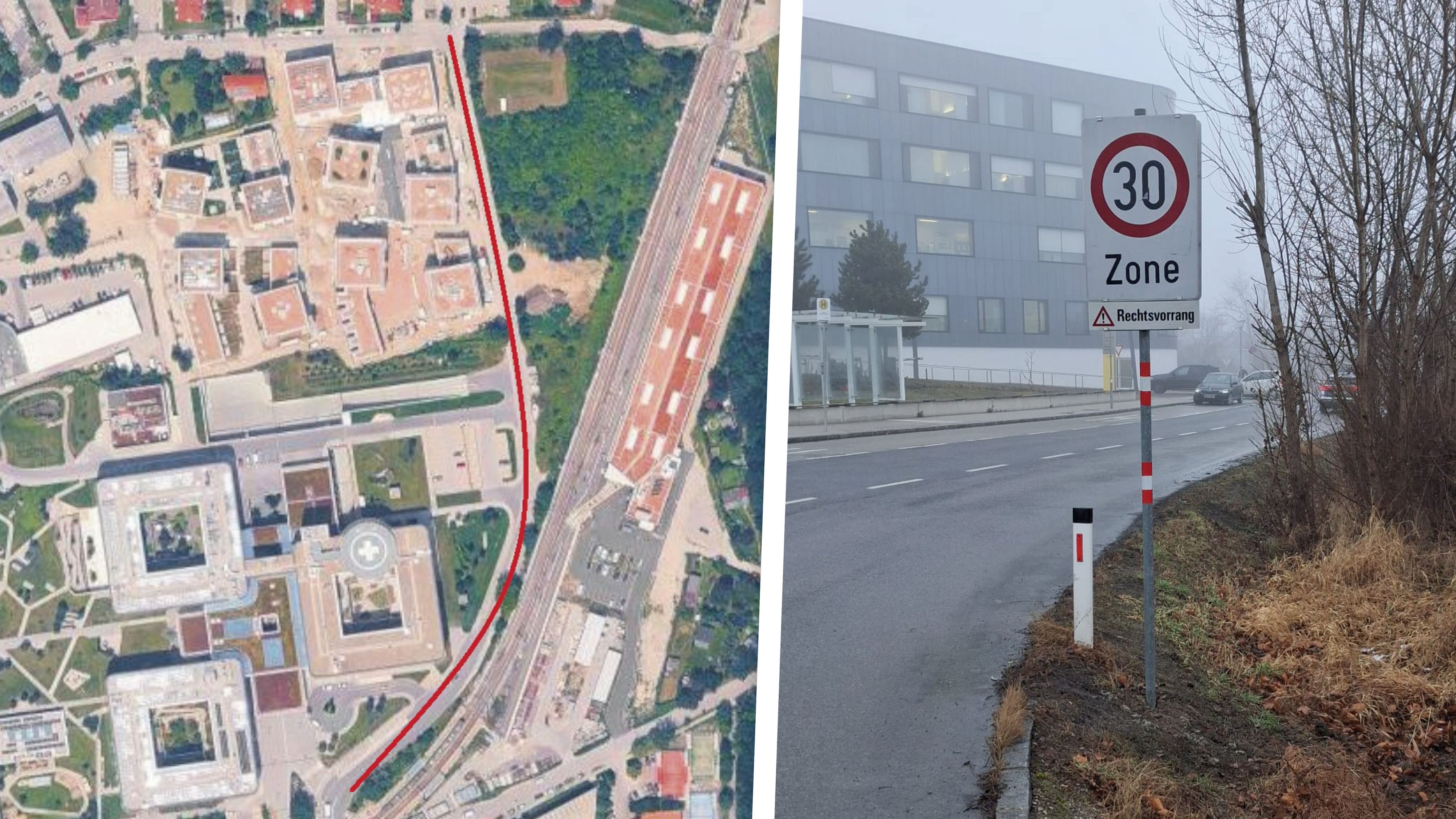 Die 30er-Zone wurde auf die Dr.-Julius-Hahn-Straße (li. eingezeichnet) ausgeweitet.