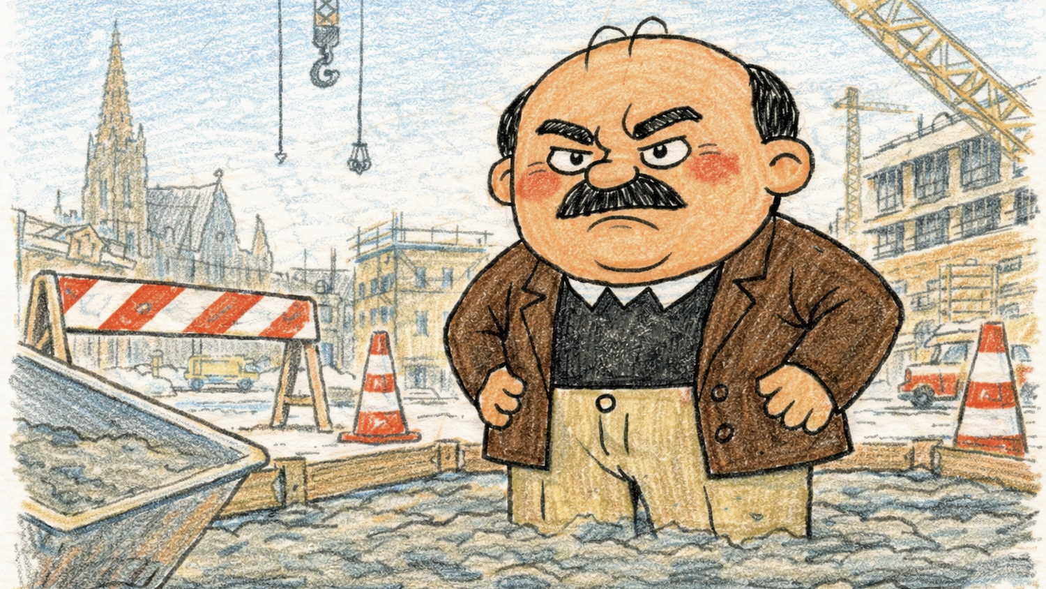 Komischer Kauz: Was treibt Herlicek auf der Baustelle?