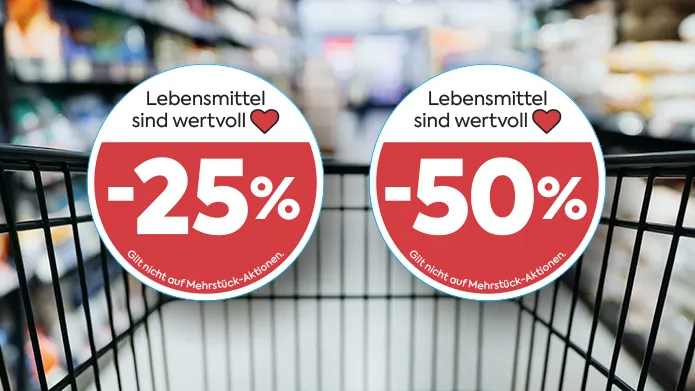 Ein Bild aus vergangenen Zeiten: -25% und -50%-Pickerl gibt es bei Billa nicht mehr.