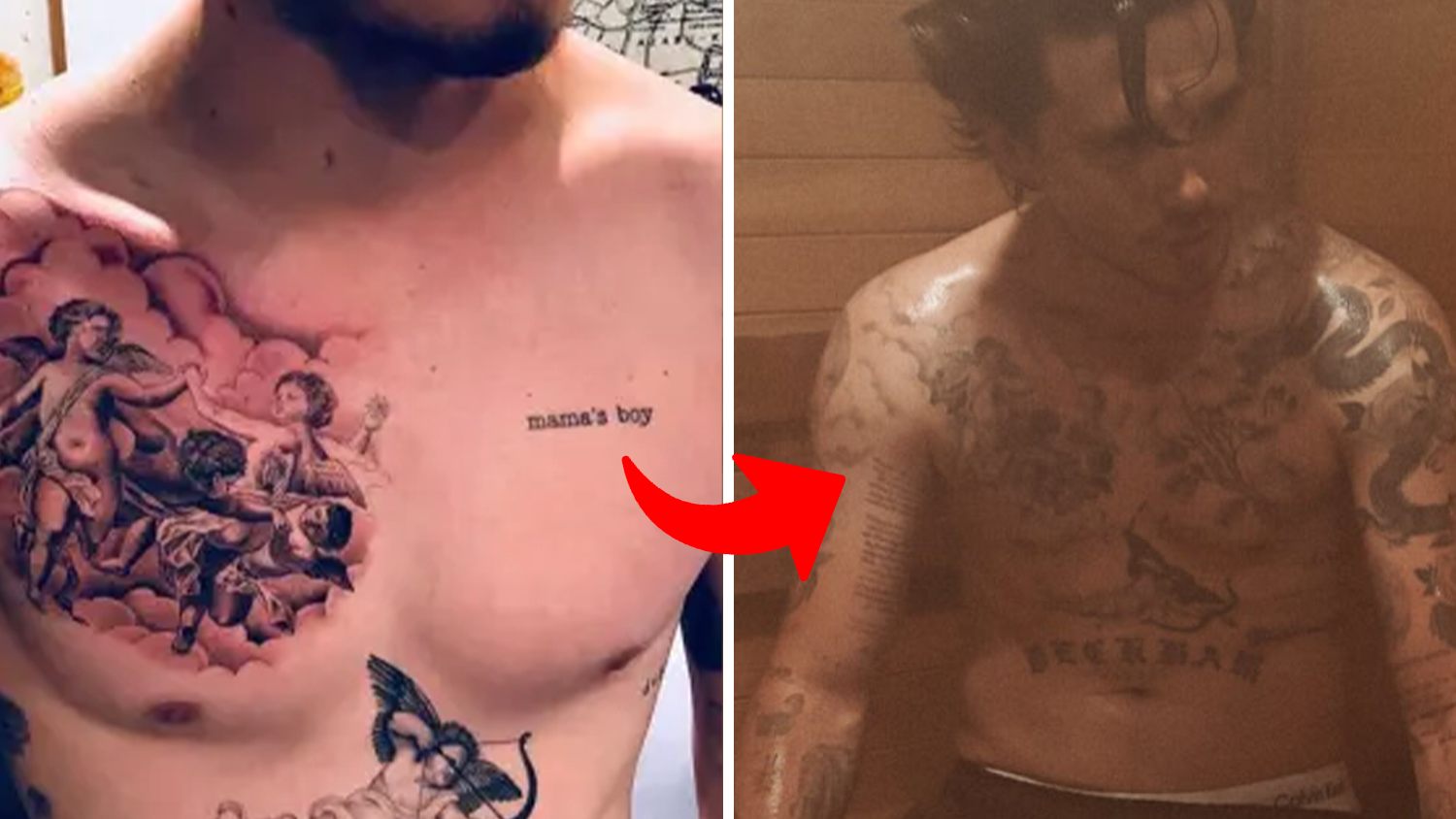 "Mamas Boy" zierte einst Brooklyns Brust, doch inzwischen überdeckt ein anderes Tattoo die Stelle.