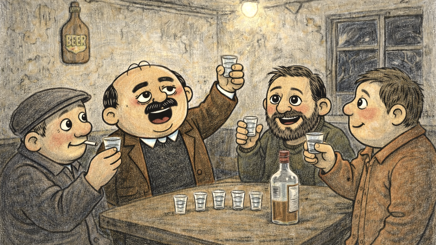 Komischer Kauz: Worauf (und womit) stößt Herlicek mit Kollegen im Beisl an?