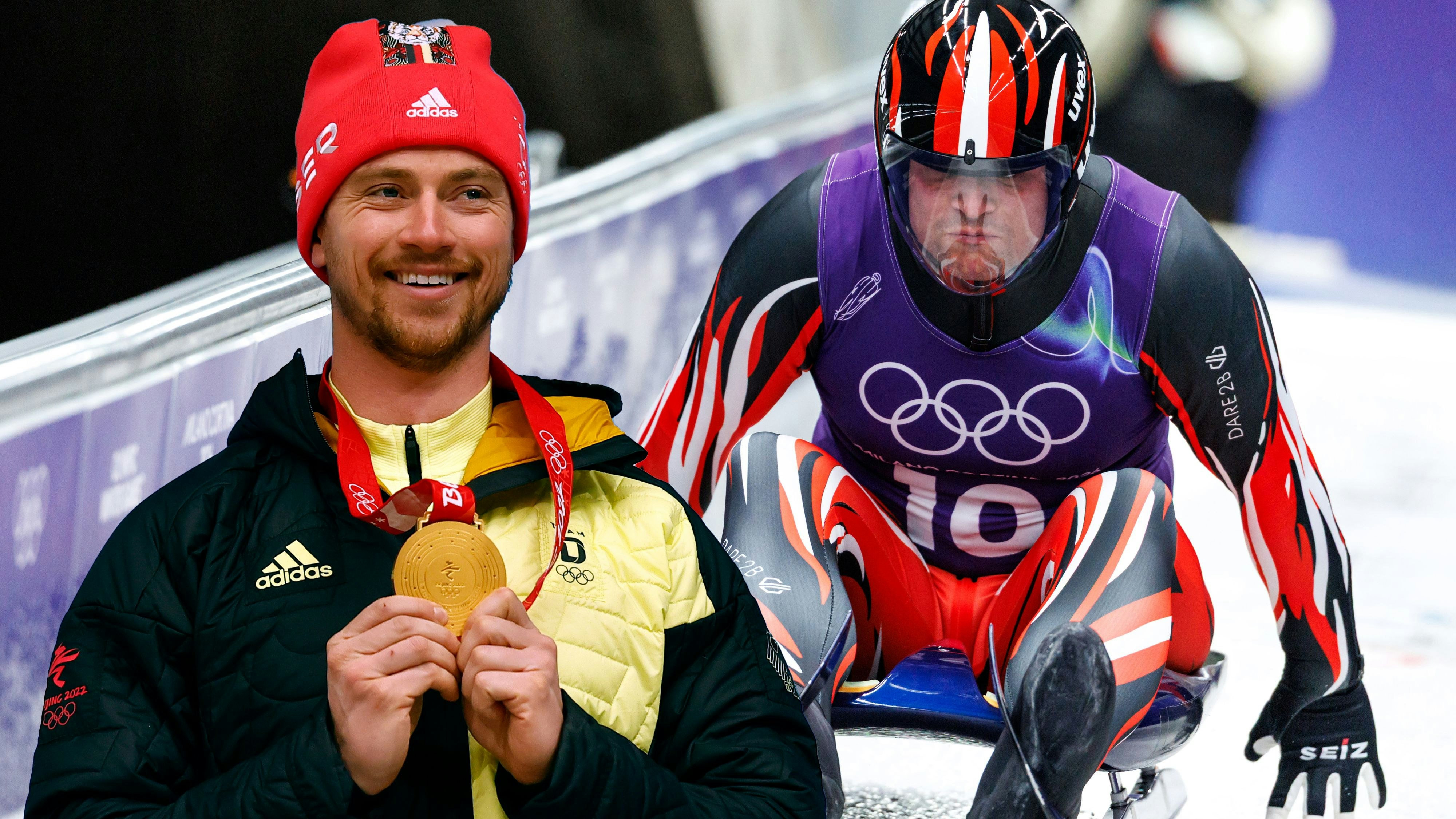 Johannes Ludwig (l.) holte 2022 in Peking Gold im Einzelsitzer. Jonas Müller könnte ihm in Cortina nachfolgen.