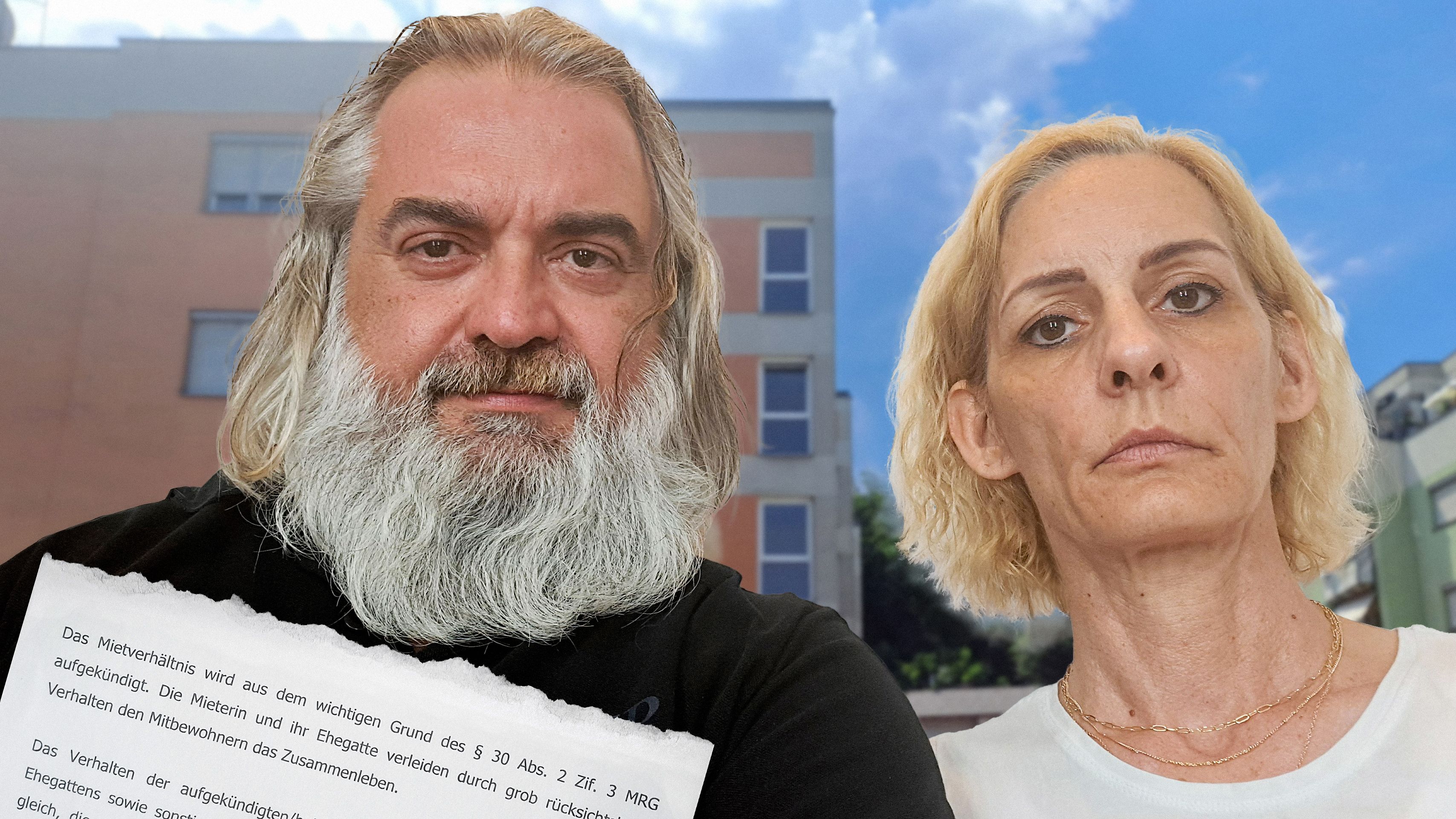 Marco und Petra B. kämpfen seit ihrem Einzug in einen Gemeindebau gegen Lärm. Ihr Mietvertrag wurde gekündigt. Vor Gericht wollen sie das rückgängig machen.