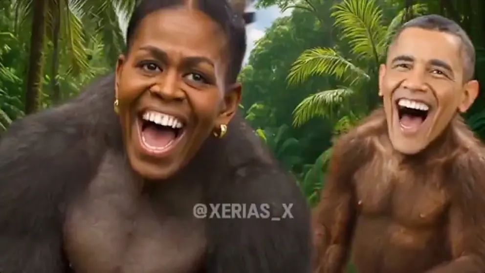 Barack und Michelle Obama als Affen: Screenshot aus dem rassistischen Video, das Trump diese Woche postete