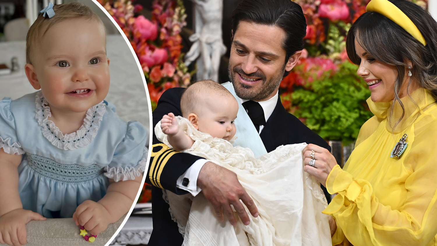 Ein neues Bild zeigt die Entwicklung von Prinzessin Ines seit ihrer Taufe im vergangenen Juni (Bild rechts mit Papa Carl Philip und Mama Sofia).